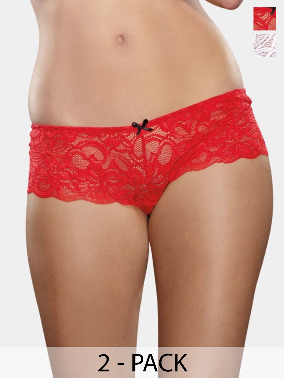 XENZA Pack Of 2 Mid-Rise Self-Designed Bikini Briefs - XN-2C-05338-RD-WH-image-31