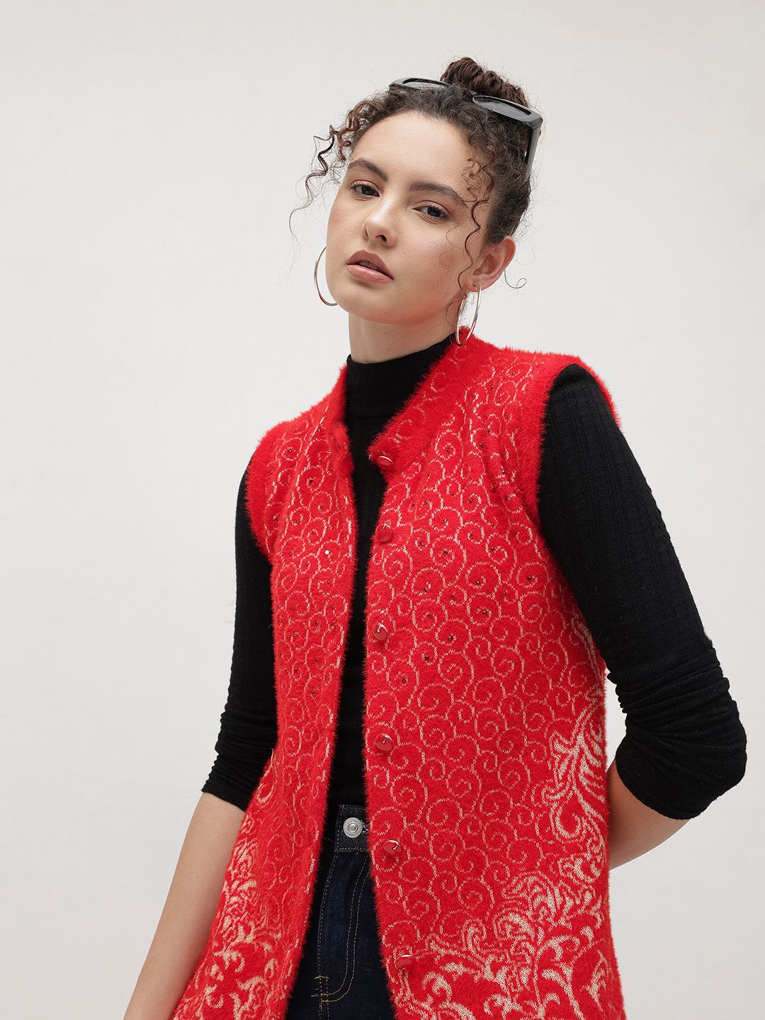 The Roadster Life Co. Women Self Design Longline Cardigan-picture-12