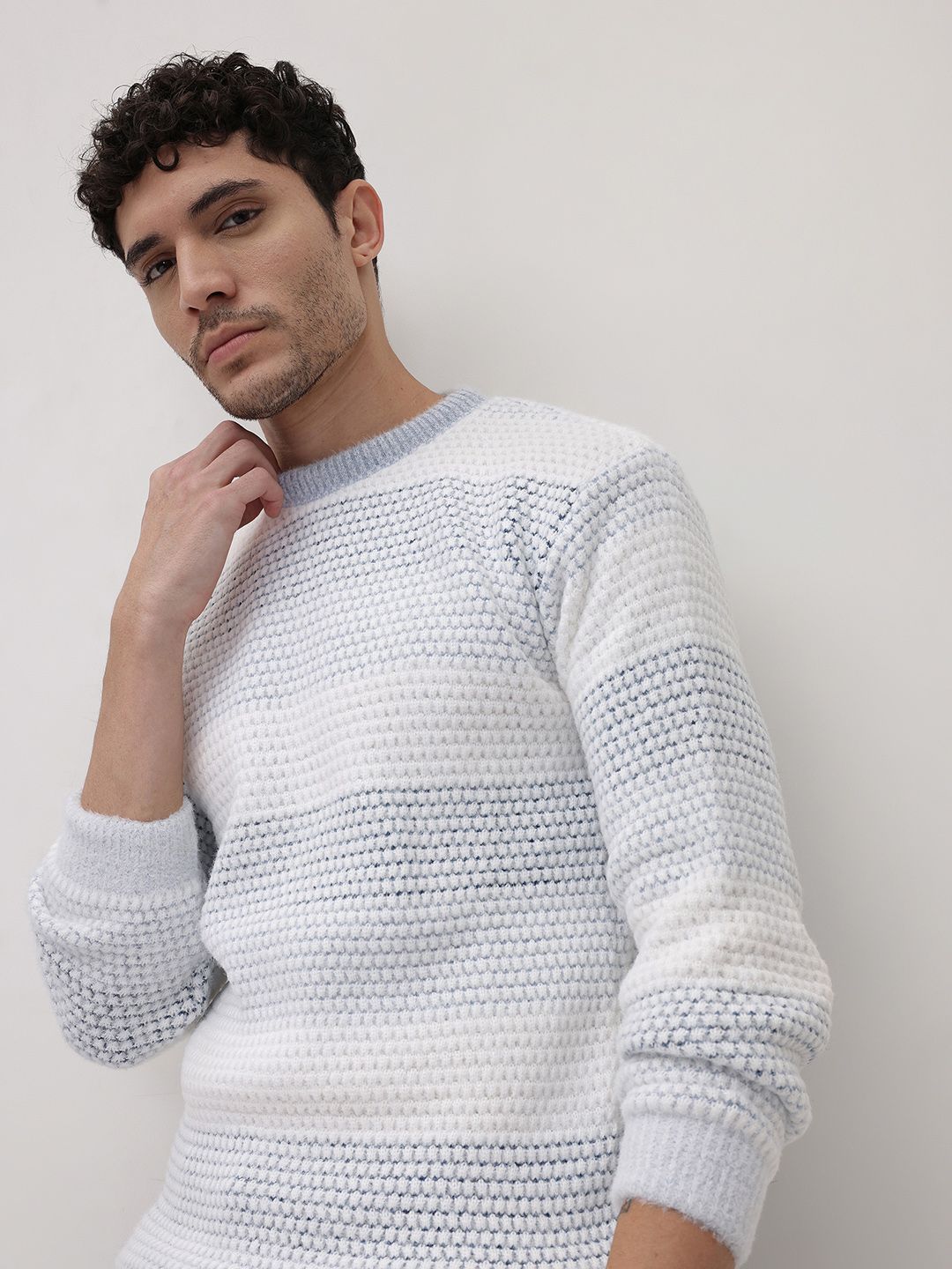 The Roadster Life Co. Self Striped Woollen Pullover-picture-27