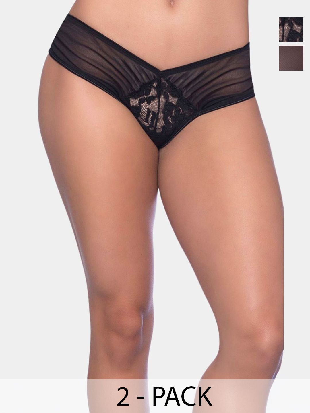 XENZA Pack Of 2 Self-Design Low-Rise Thongs Briefs XN-2C-05843-BK-image-42