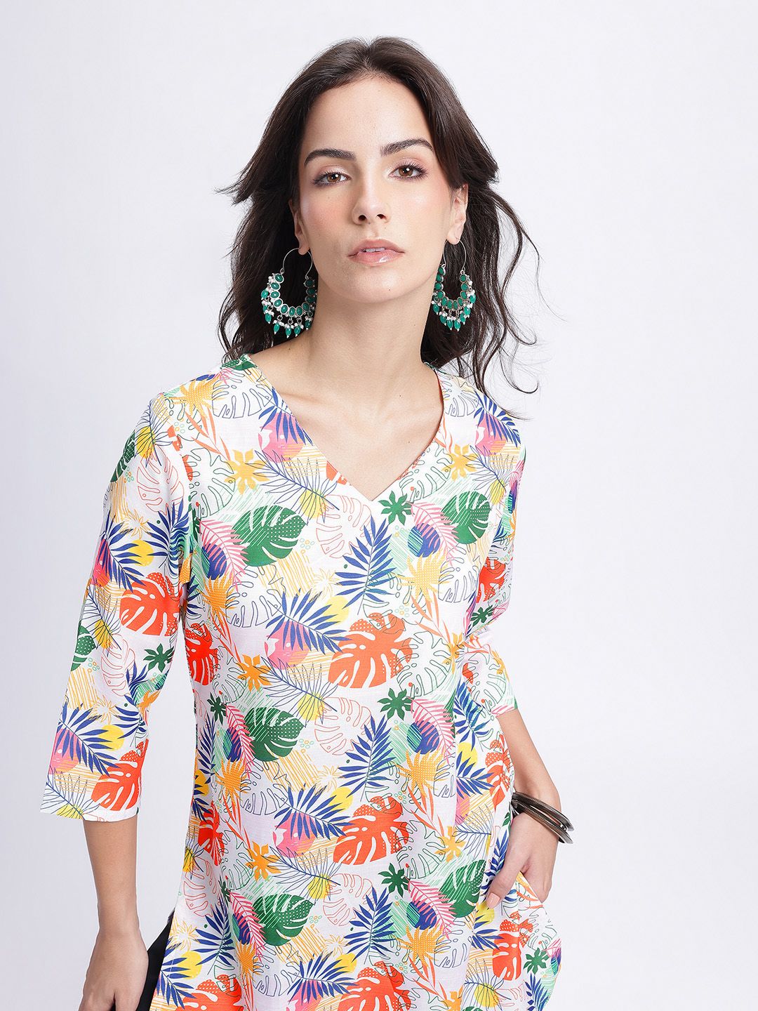 Anouk Rustic Tropical Print Straight Kurti-image-42