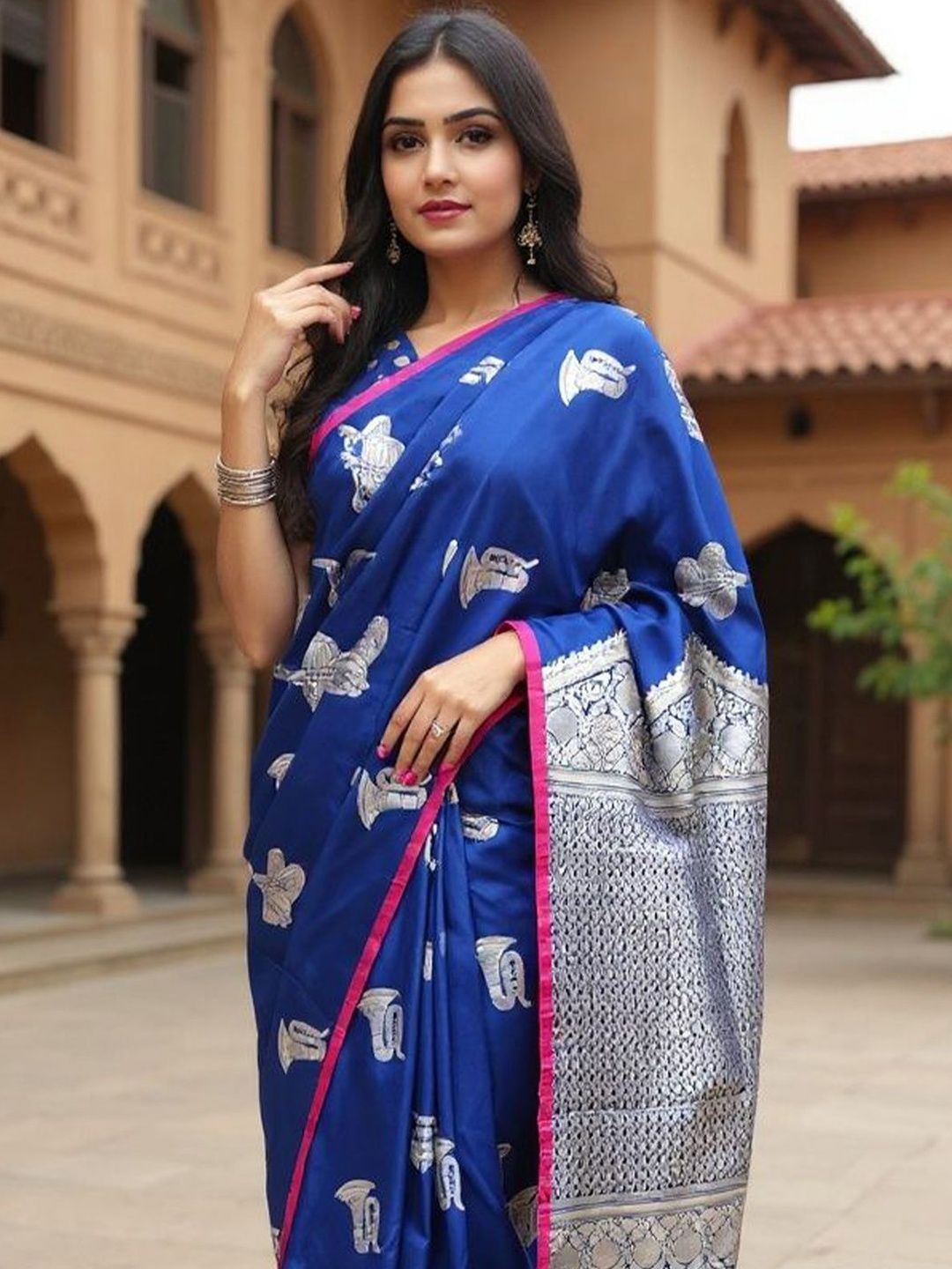Anouk Rustic Ethnic Motifs Woven Design Zari Banarasi Saree-picture-32