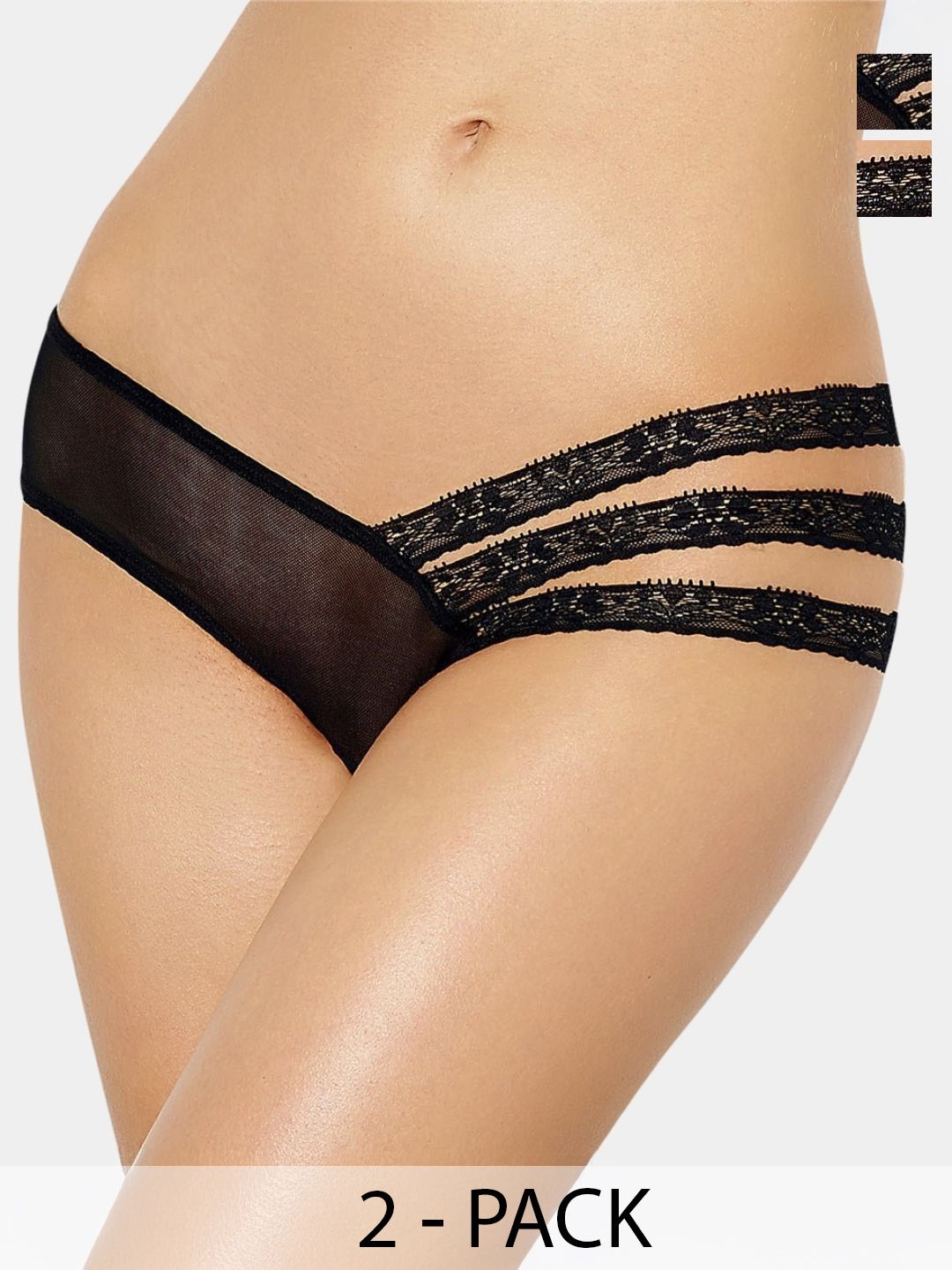 XENZA Pack Of 2 Self-Design Low-Rise Thongs Briefs XN-2C-05675-BK-image-41