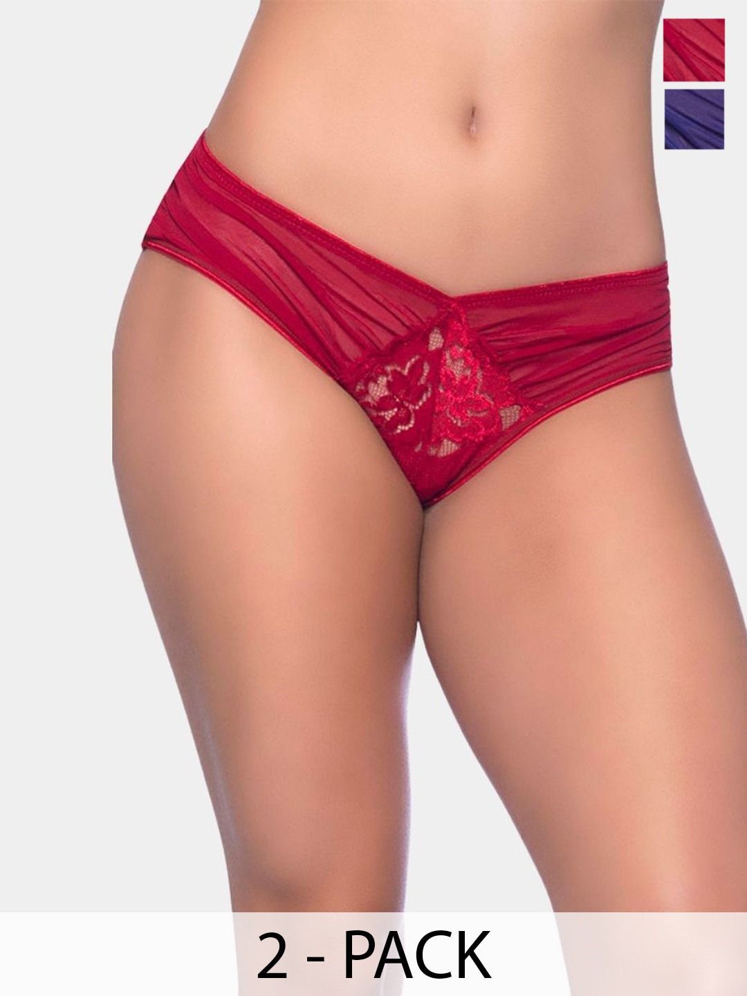 XENZA Pack Of 2 Mid-Rise Self-Designed Bikini Briefs - XN-2C-05843-MR-NBL-image-34