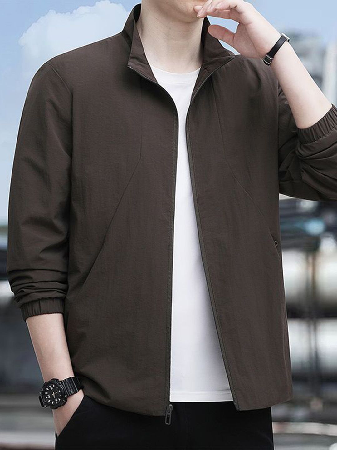 StyleCast x Revolte Men Stand Collar Lightweight Tailored Jacket-image-35