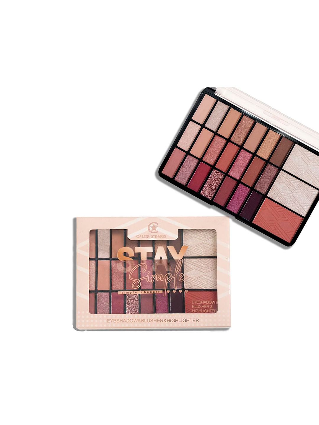 Adbeni Stay Simple Eyeshadow, Blusher & Highlighter Makeup Kit - 28 g - Shade 02-picture-36