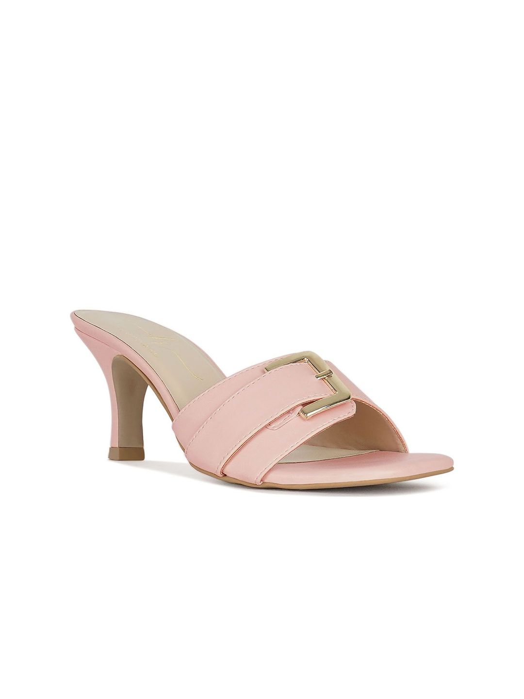 London Rag Solid PU Kitten Heel Sandals With Buckles-picture-31