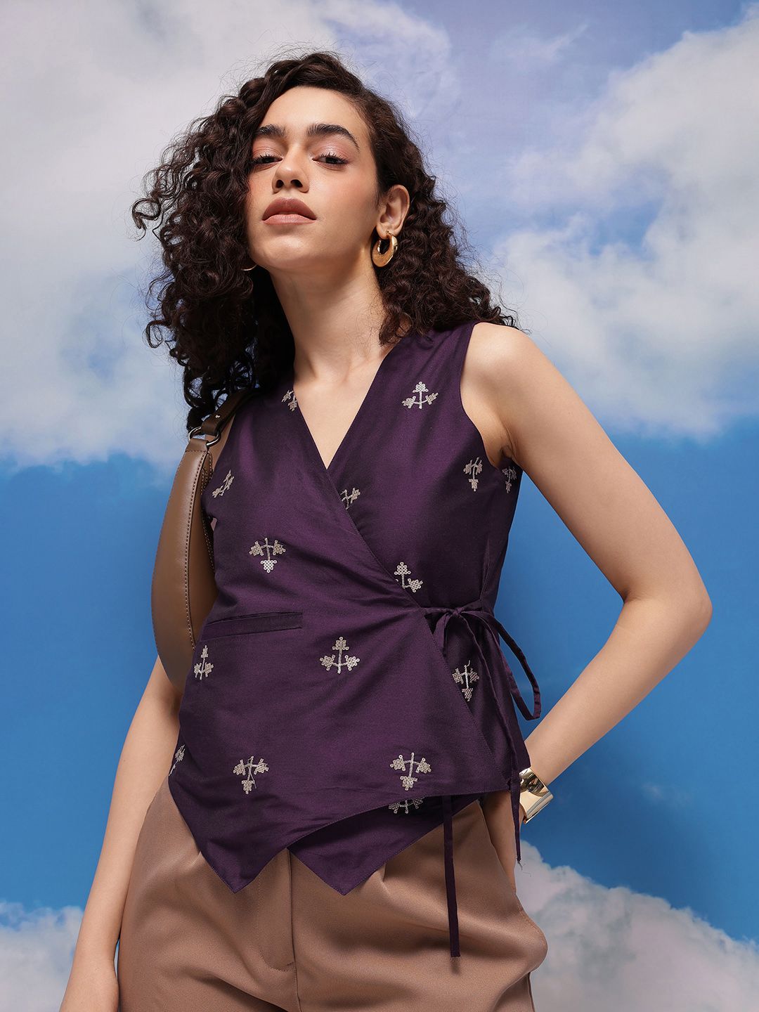 CORSICA Embellished Sequined V-Neck Vest Top-picture-23