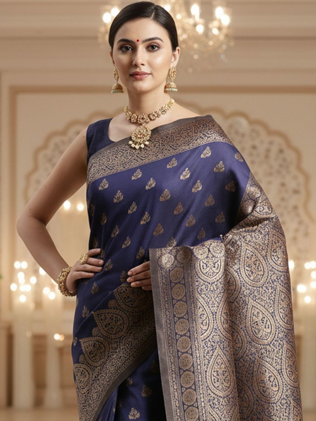 Anouk Rustic Ethnic Motifs Woven Design Zari Banarasi Saree-picture-29