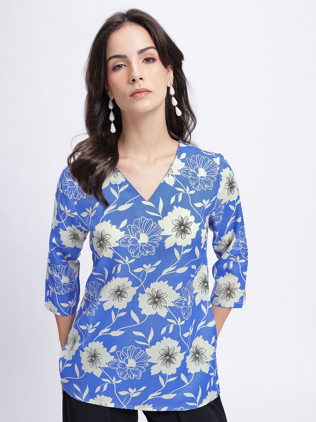 Anouk Rustic Floral Print Short Kurti-image-44