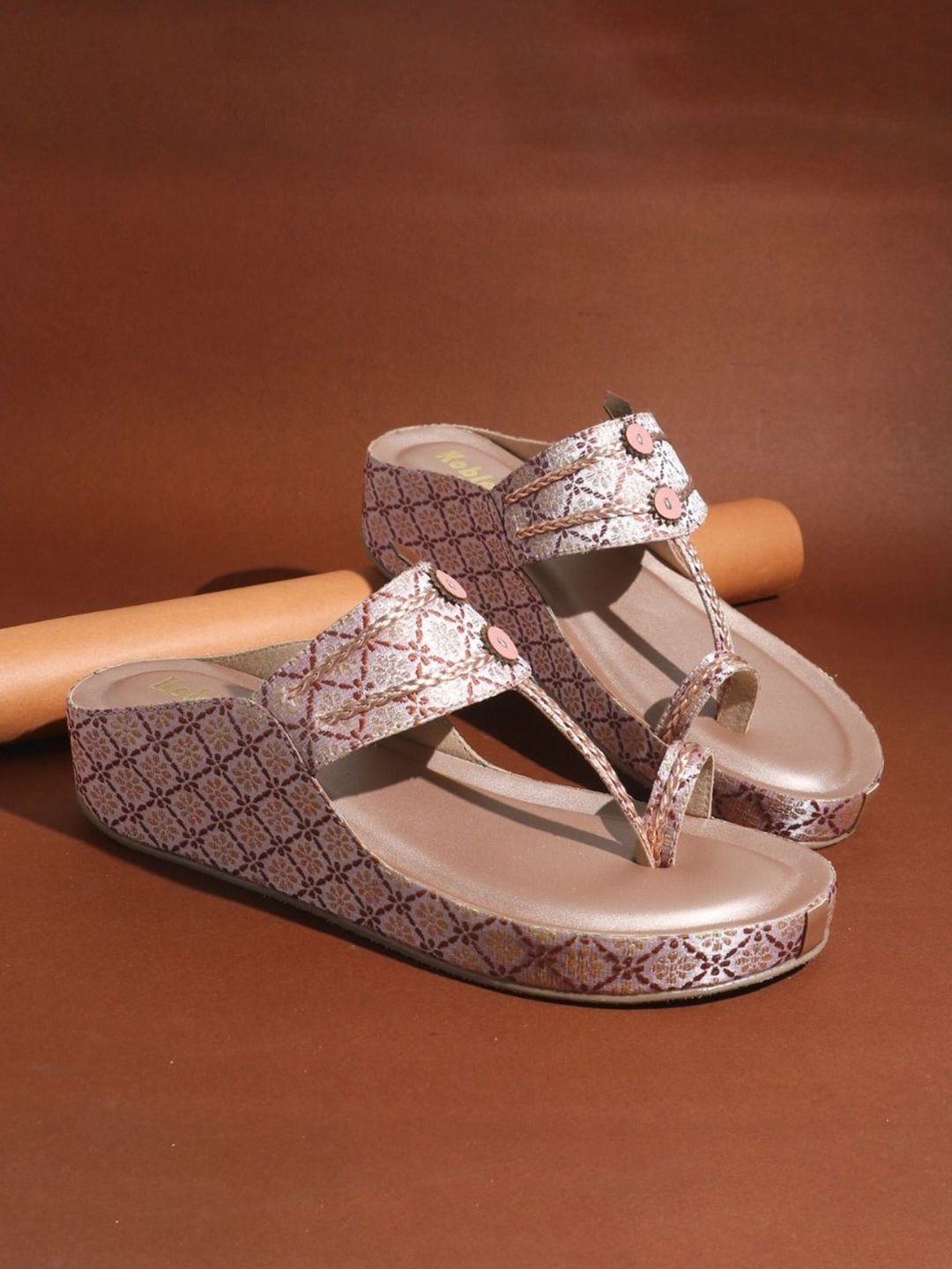 Koblerr Women Printed Flatform Sandals With Ethnic - Embellished-picture-30