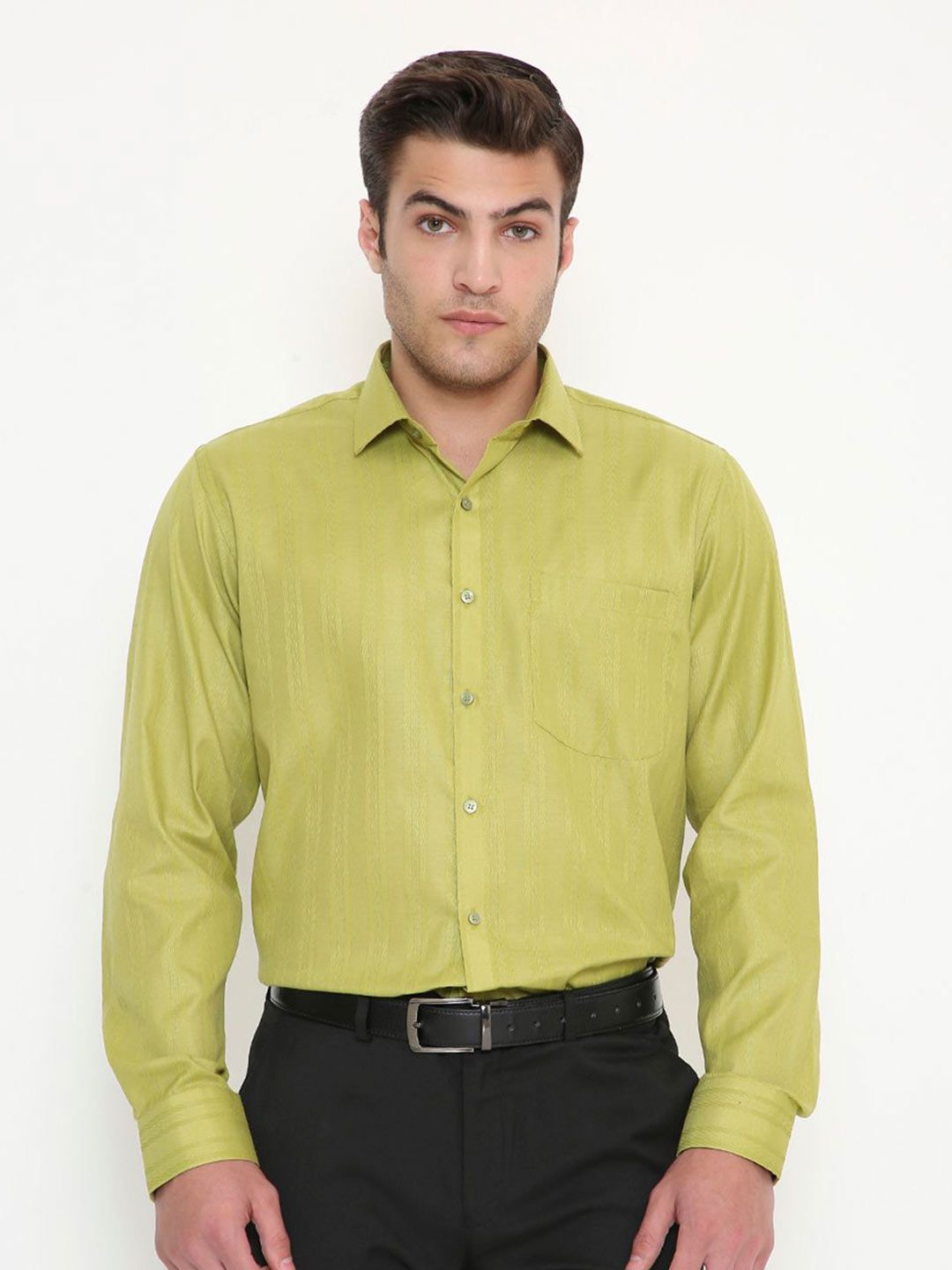 Maharaja Men India Slim Fit Textured Spread Collar Formal Shirt-picture-42
