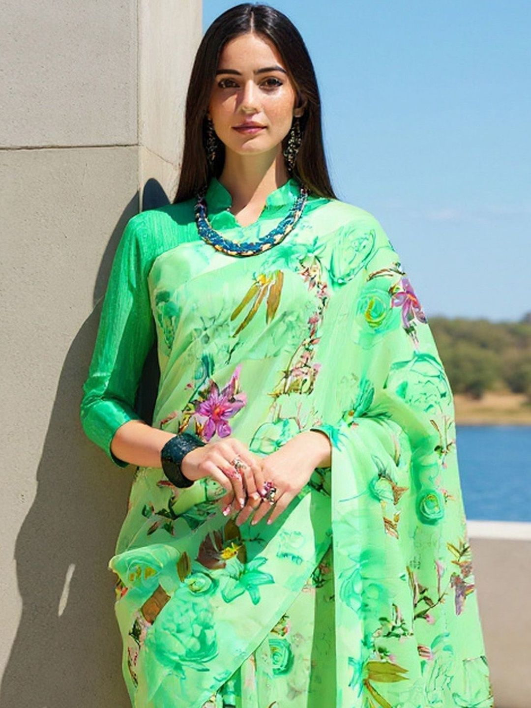 Anouk Rustic Floral Designer Banarasi Saree