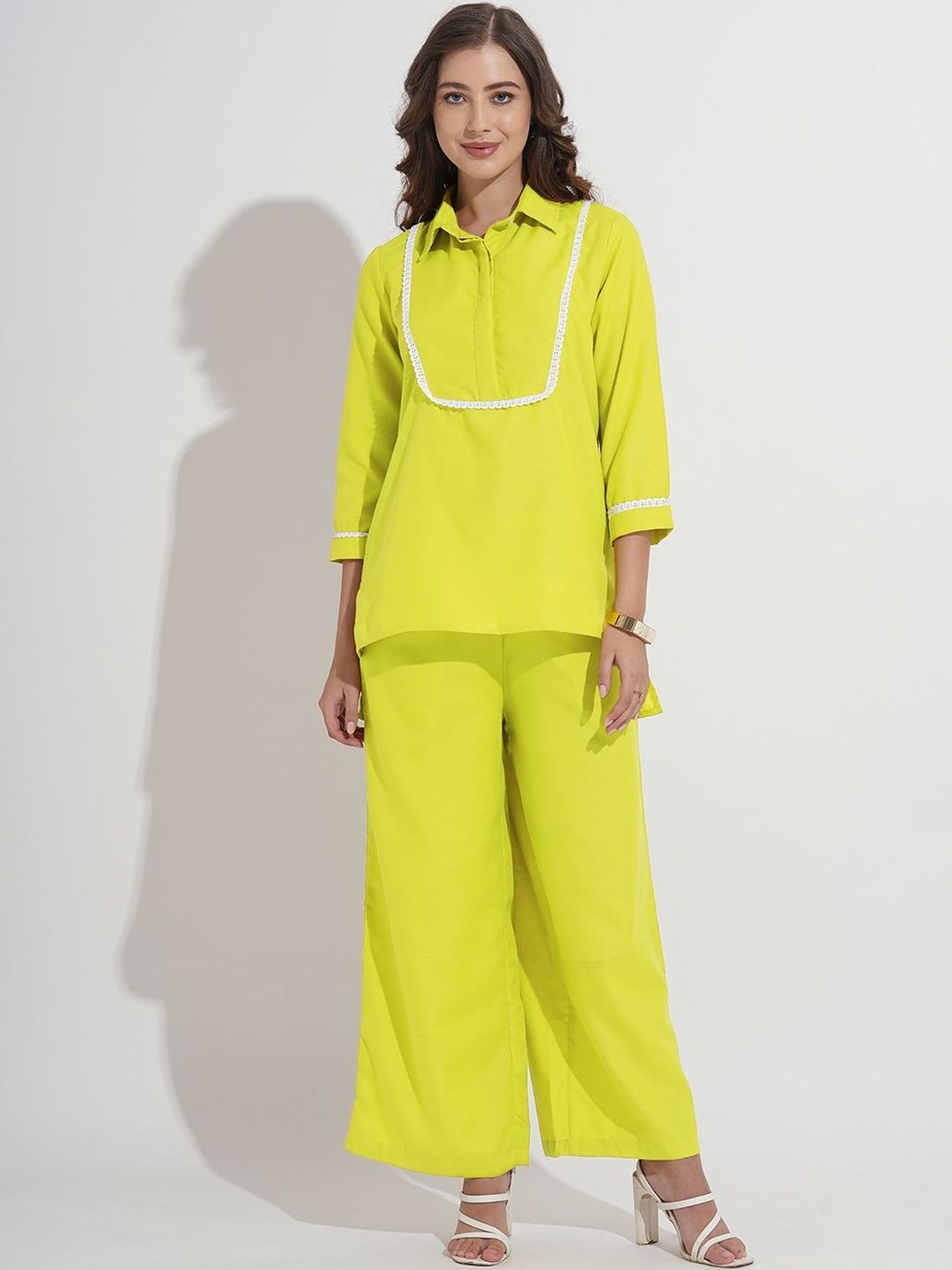 Murcia Women Lime Green Cotton Blend Co-Ords-picture-38