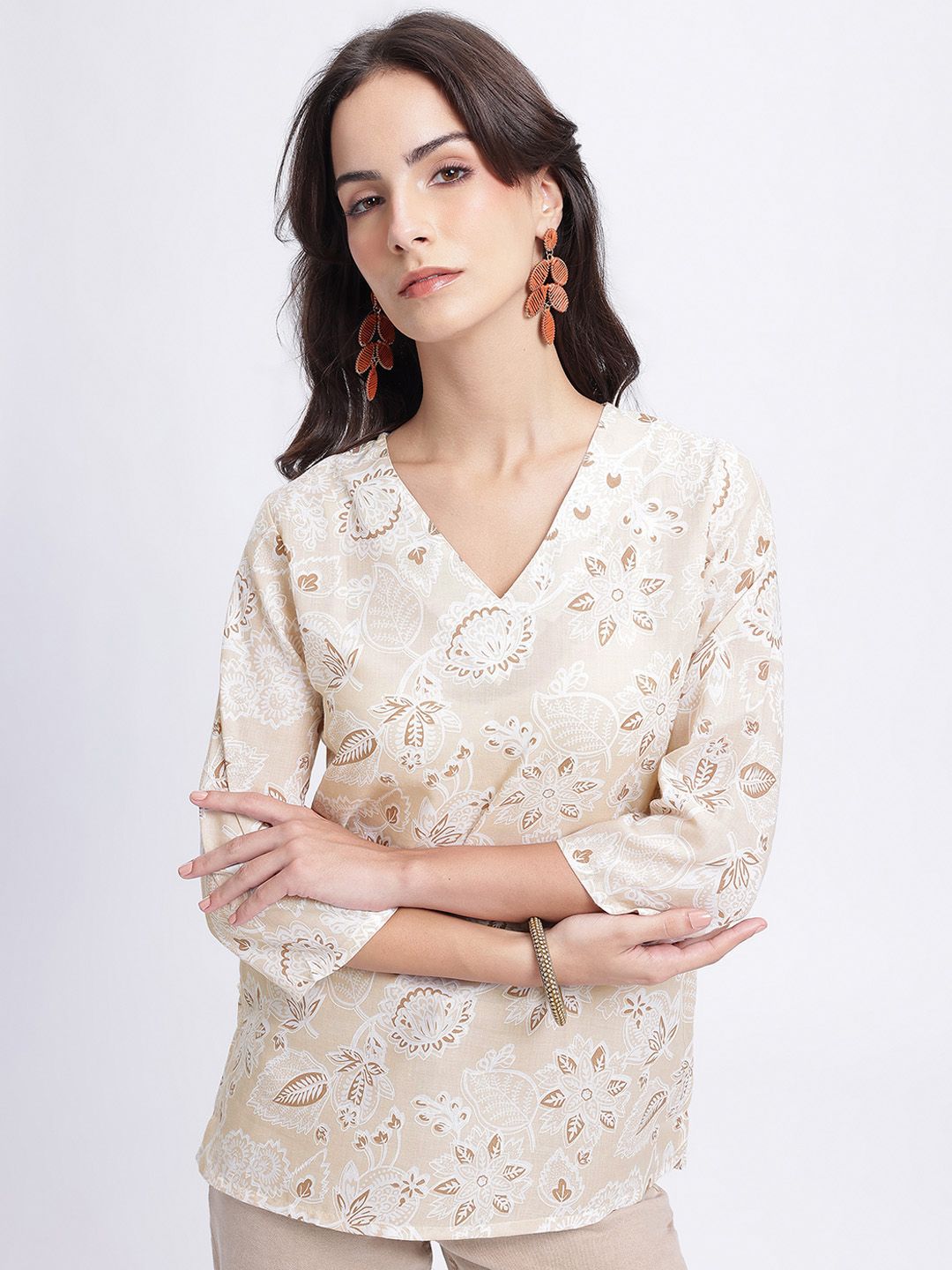 Anouk Rustic Floral Printed V-Neck Straight Kurti-picture-36