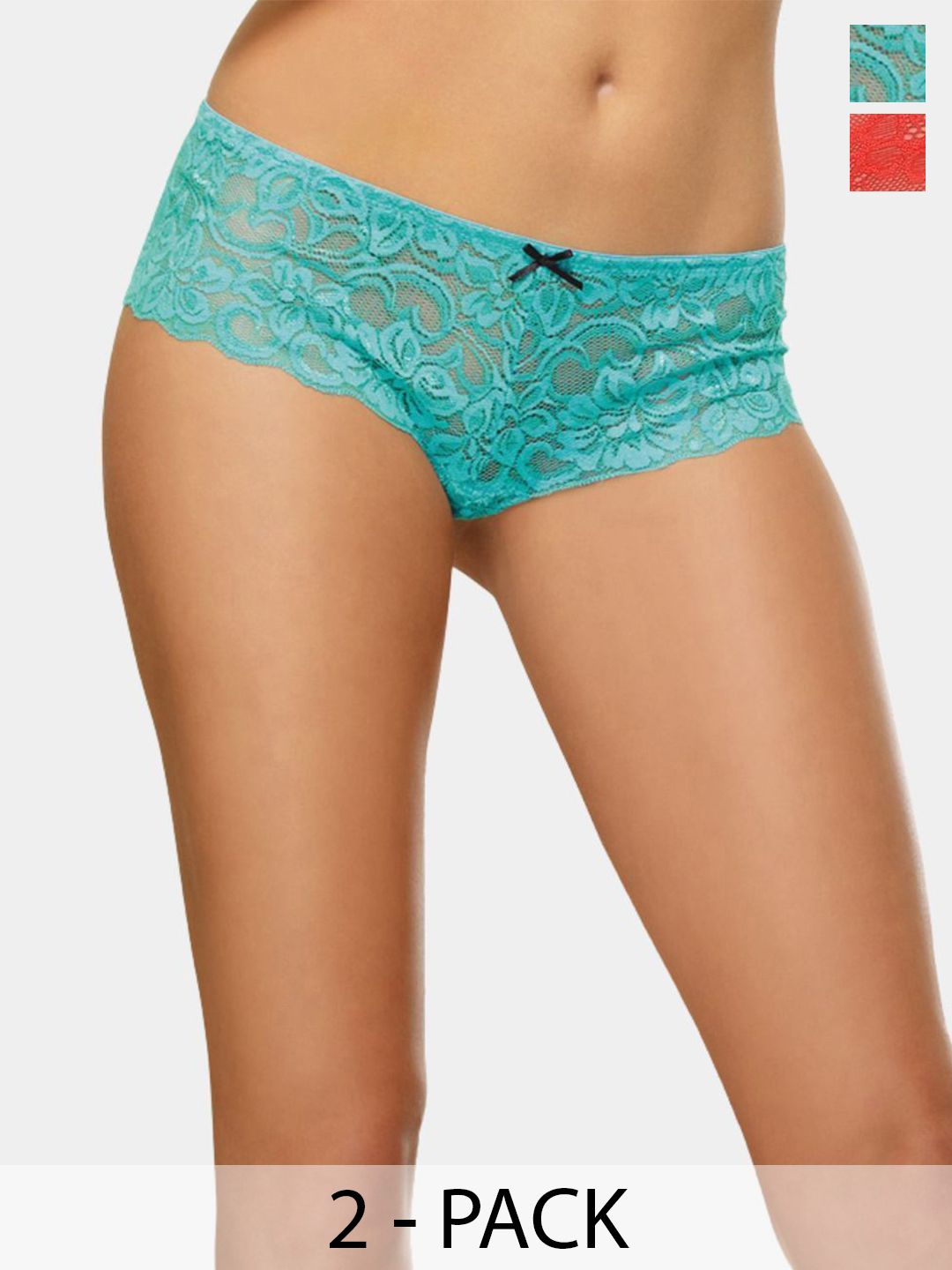 XENZA Pack Of 2 Mid-Rise Self-Designed Bikini Briefs - XN-2C-05338-LBL-RD-image-22