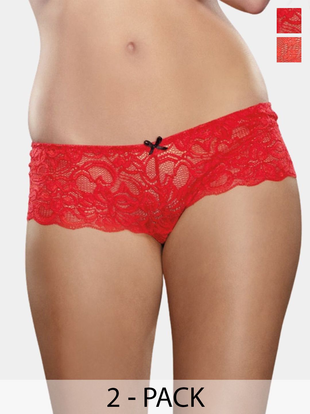 XENZA Pack Of 2 Mid-Rise Self-Designed Bikini Briefs - XN-2C-05338-RD-image-25