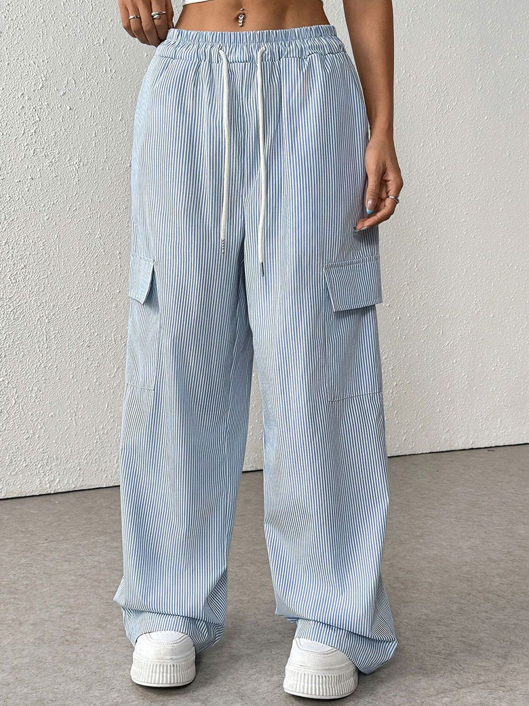 StyleCast Women Striped Baggy Fit Mid-Rise Cargos-picture-11