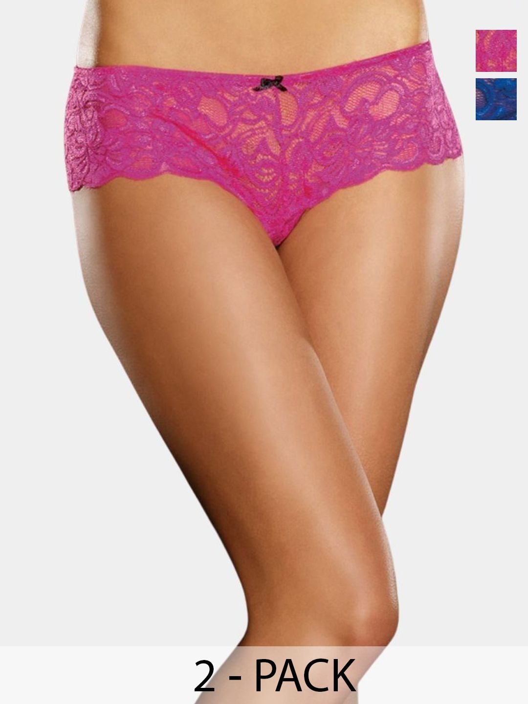 XENZA Pack Of 2 Mid-Rise Self-Designed Bikini Briefs - XN-2C-05338-RBL-RPI-image-9