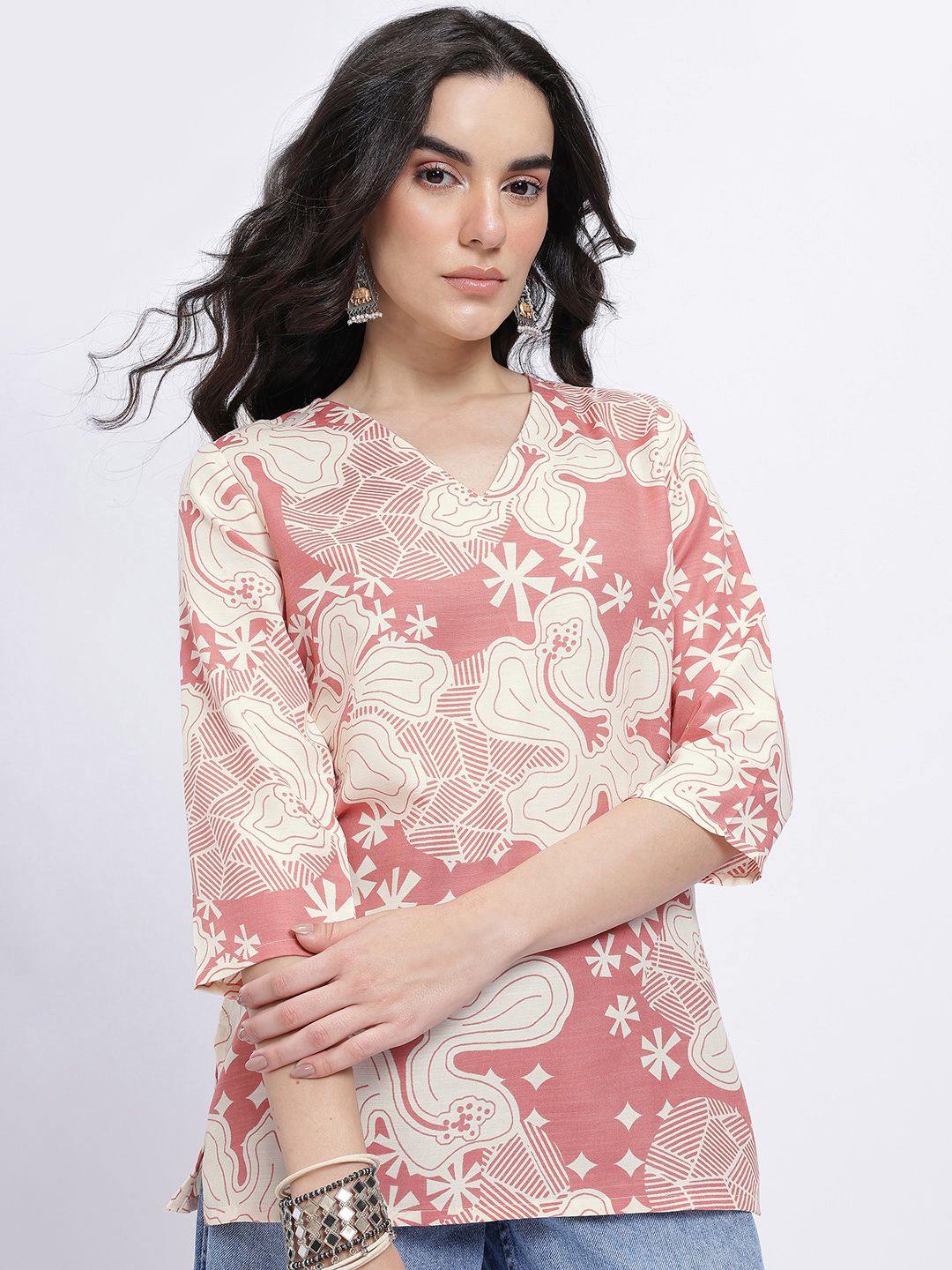 Anouk Rustic Floral Printed V-Neck Kurti-picture-37