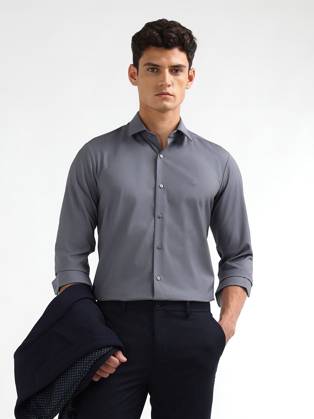 Arrow New York Men Slim Fit Solid Spread Collar Formal Shirt-picture-40