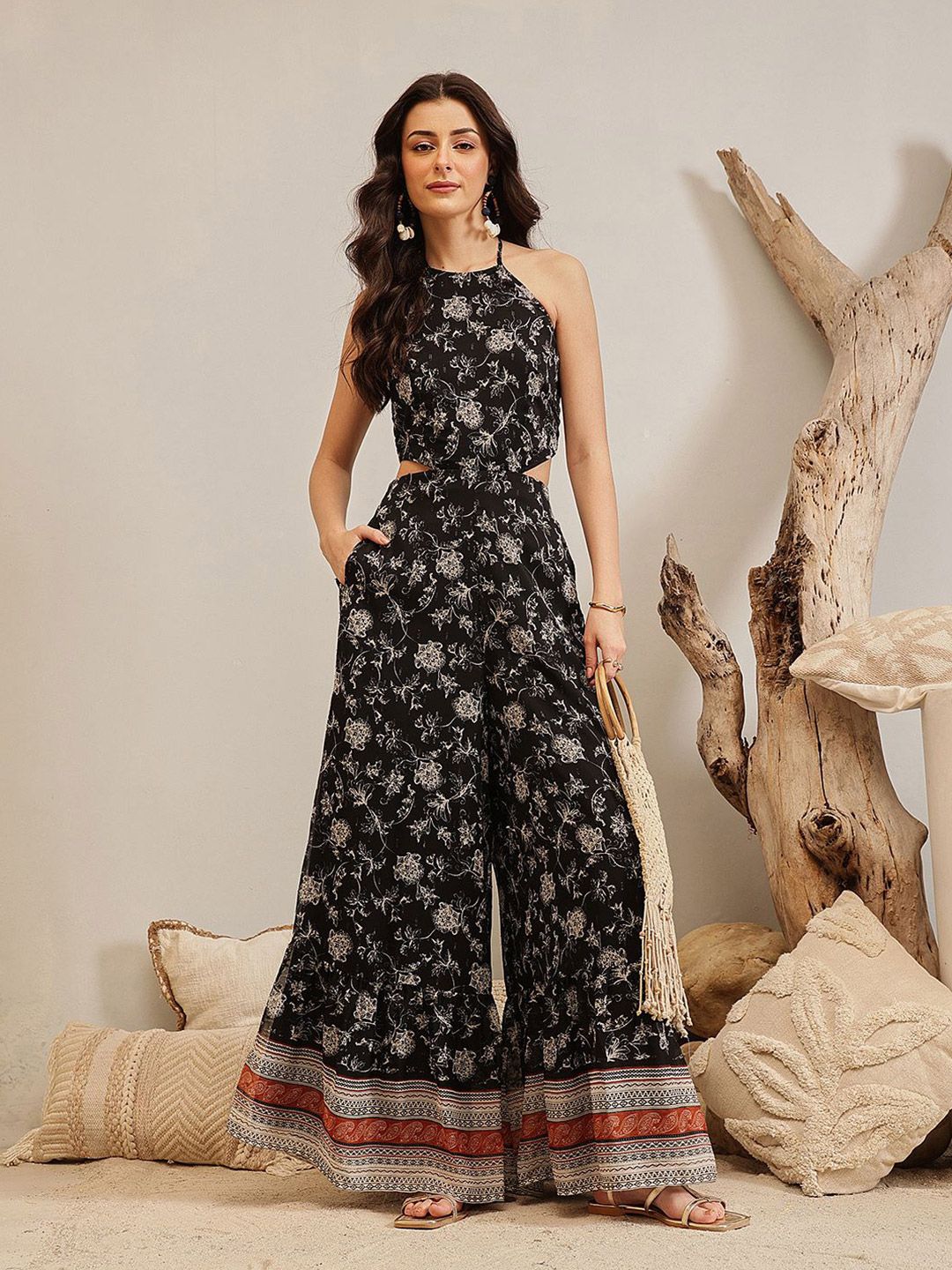 QUIERO BLUES Women Halter Neck Printed Basic Jumpsuit-picture-11