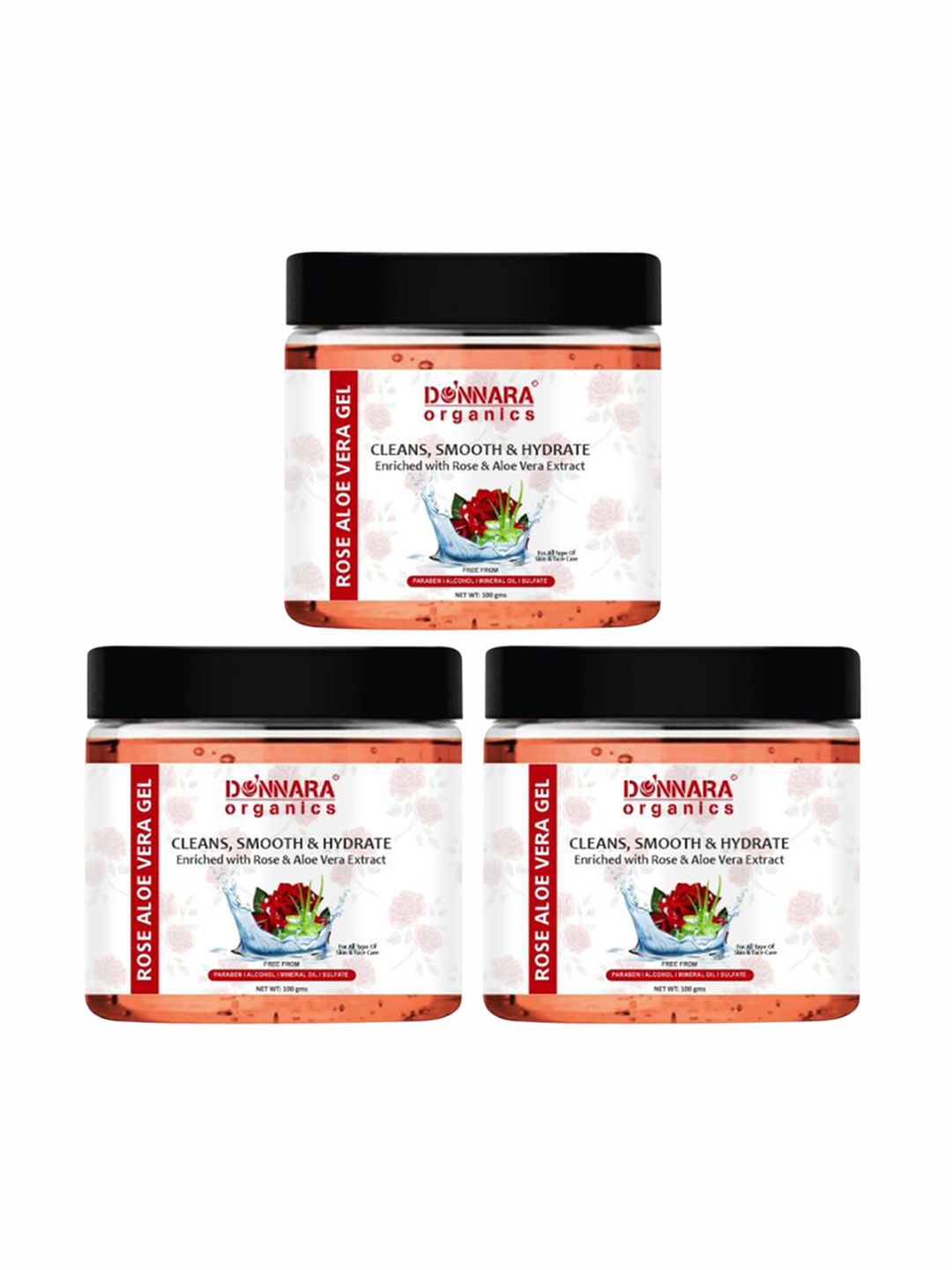 Donnara Organics Set Of 3 Rose Aloe Vera Gel - 100 g Each-image-49