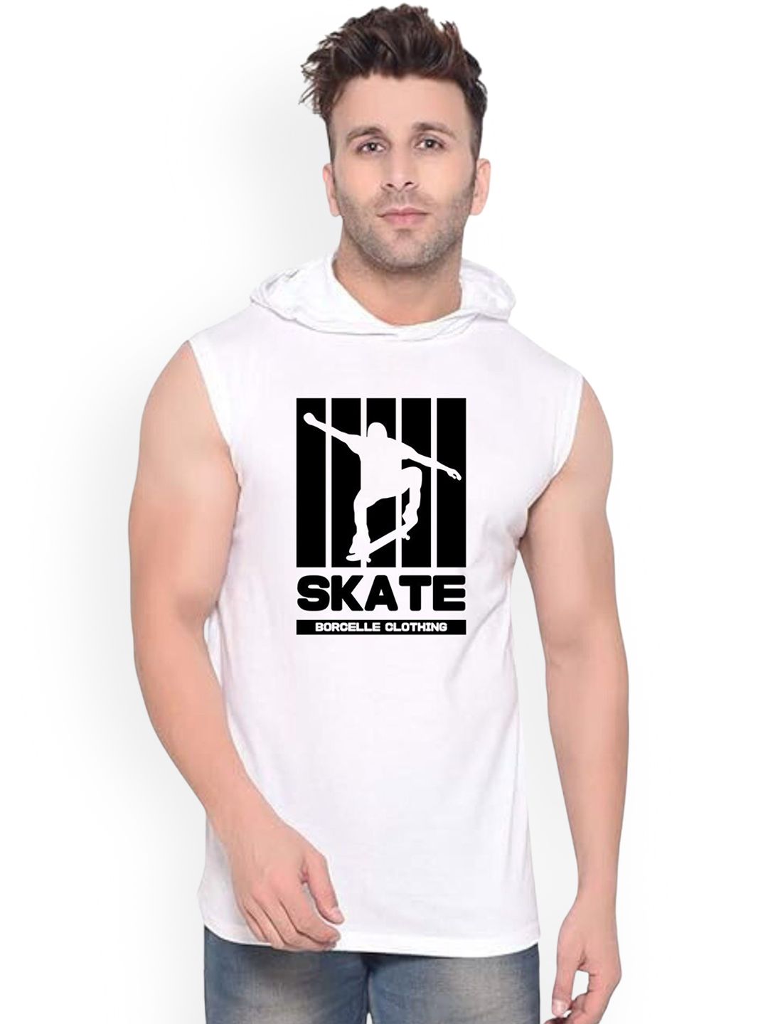 Fashnobic Men Printed Hooded Gym Vest Sweatshirt-picture-45
