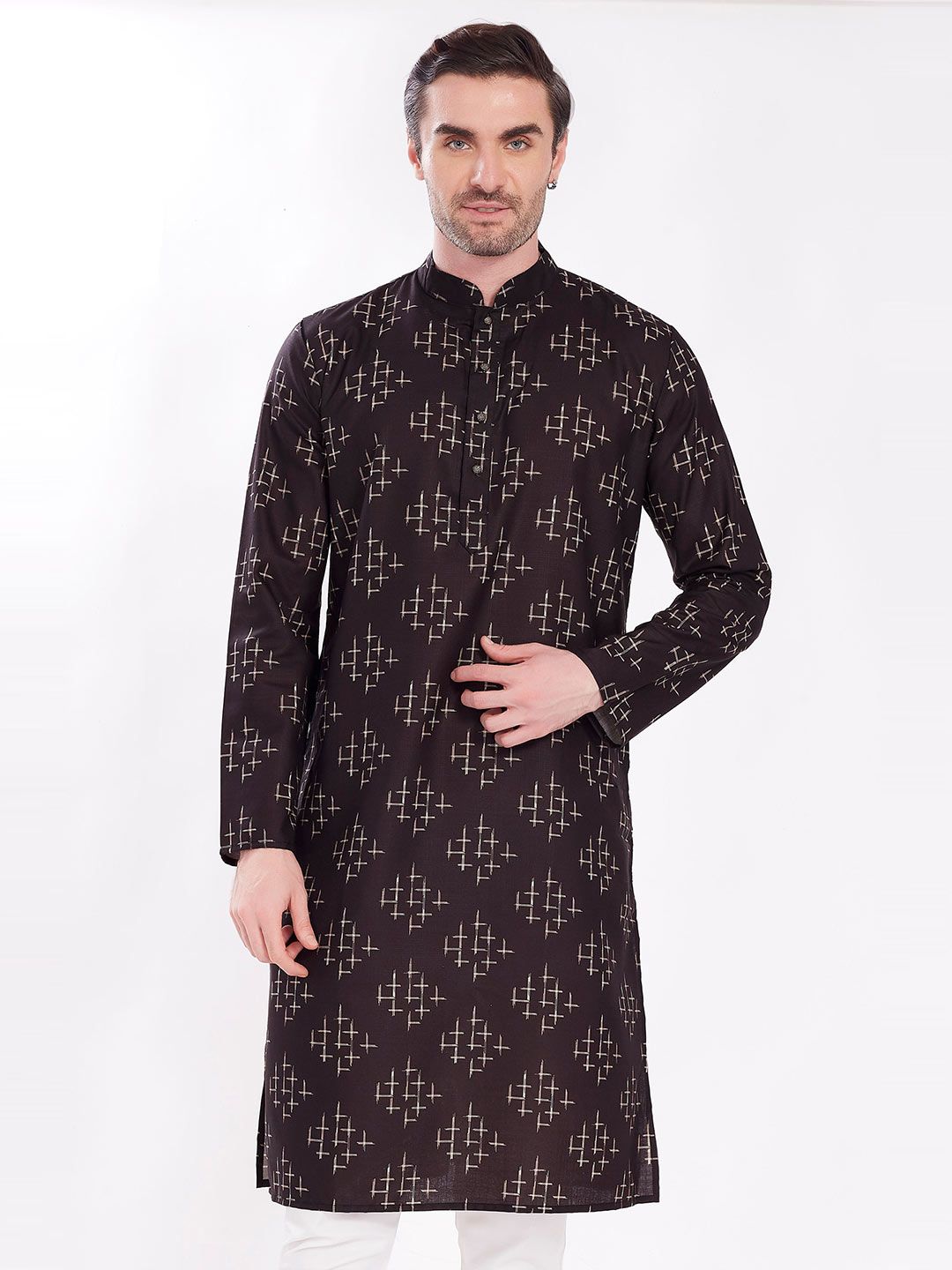 DIVISIVE Men Geometric Printed Festive Cotton Straight Kurta-picture-51