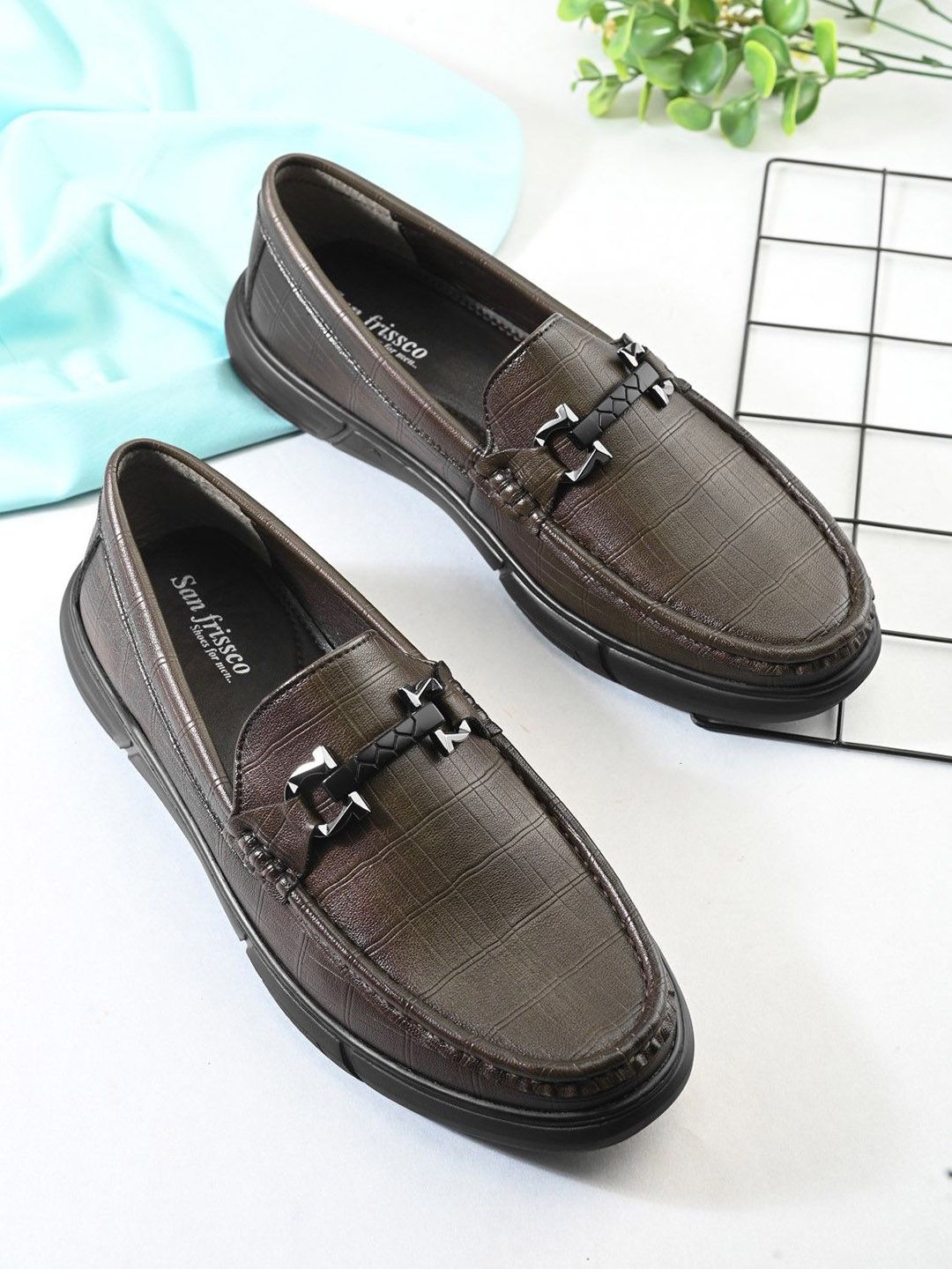 San Frissco Men Textured Slip on Round Toe Loafers-picture-31
