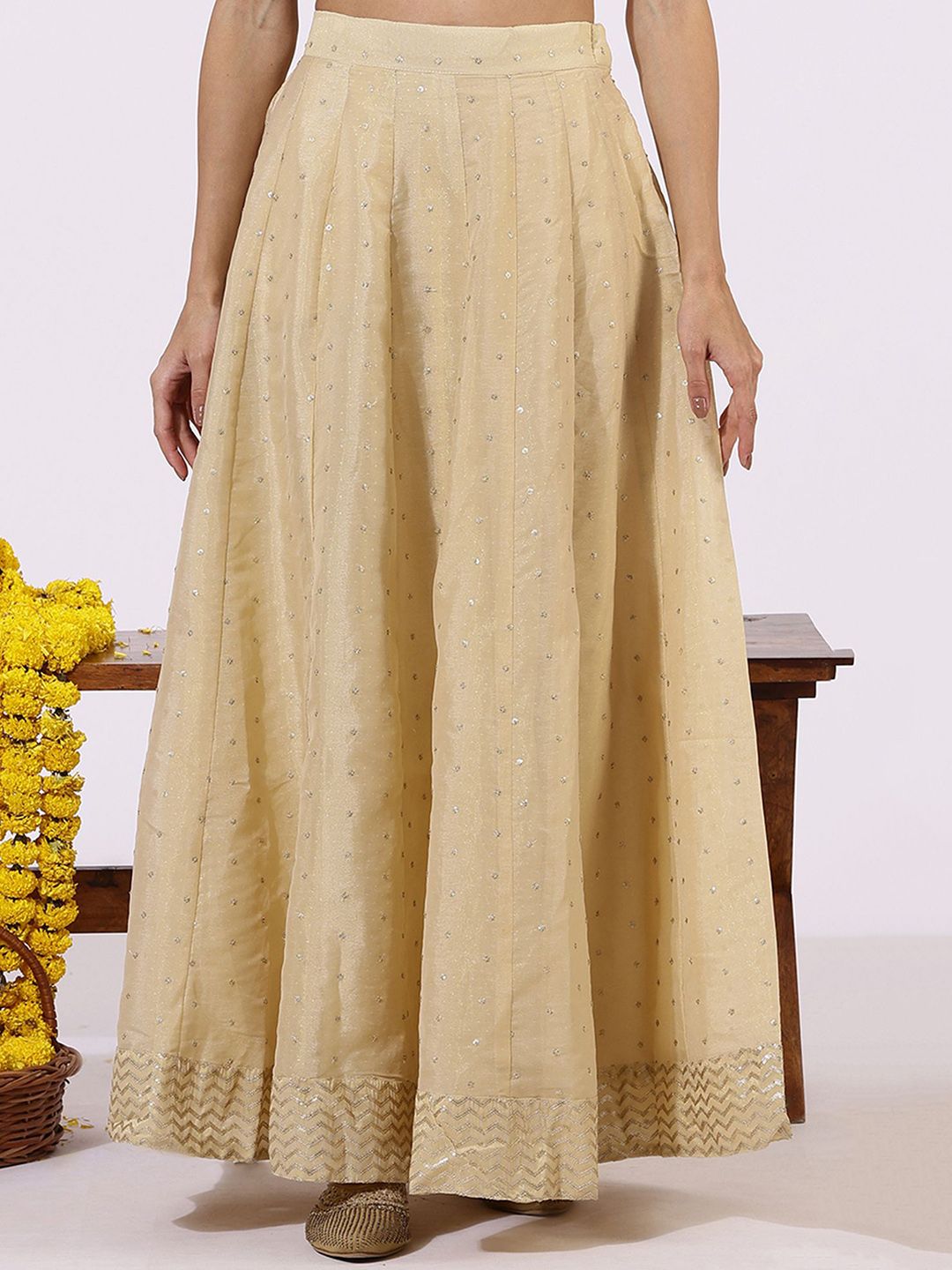 W Women Embellished Sequins Flared Maxi Skirt-picture-13
