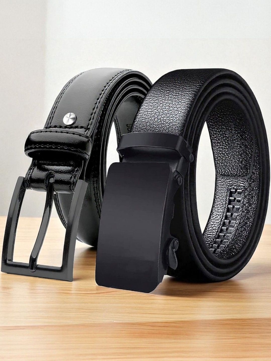 Roadster Men Black Pack of 2 Textured PU Belt-picture-39