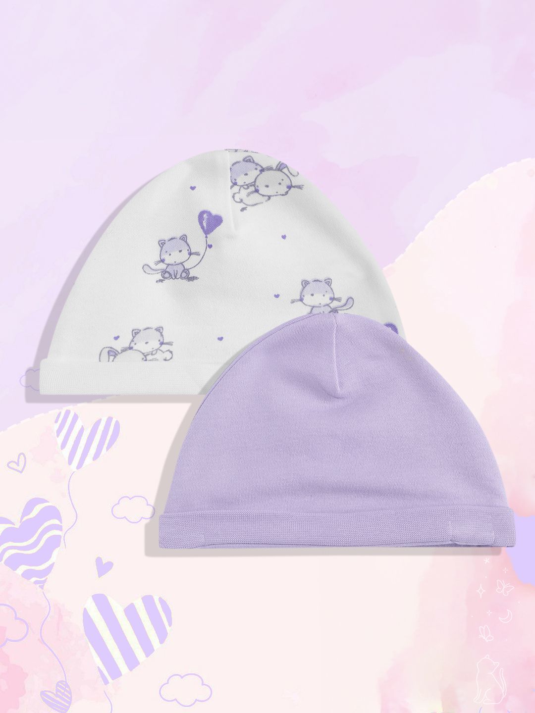 mothercare Infant Girls Pack of 2 Pure Cotton Beanie-picture-30