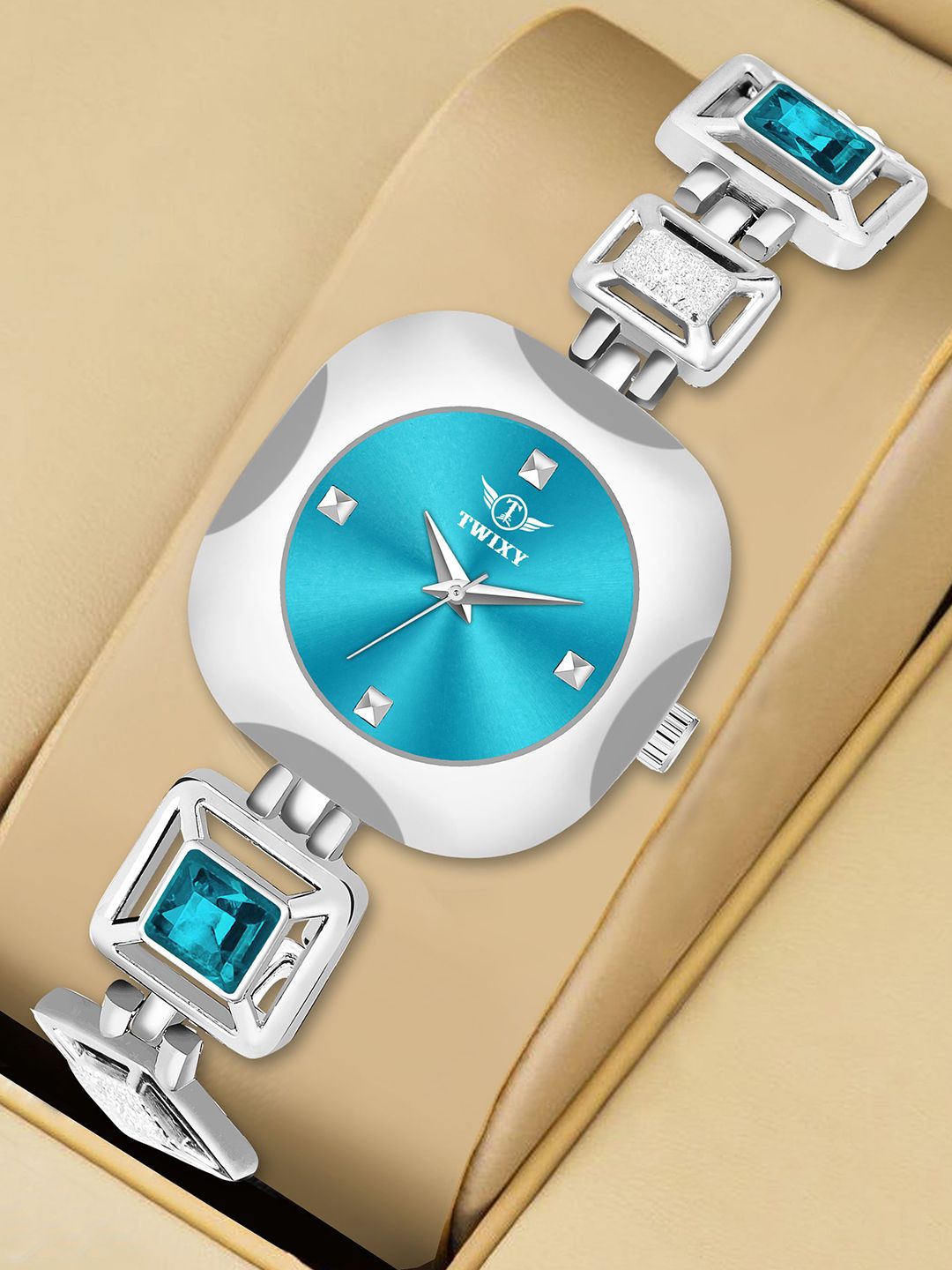 TWIXY Women Brass Dial & Bracelet Style Straps Analogue Watch TYW-F-4 S-AQUA-image-46