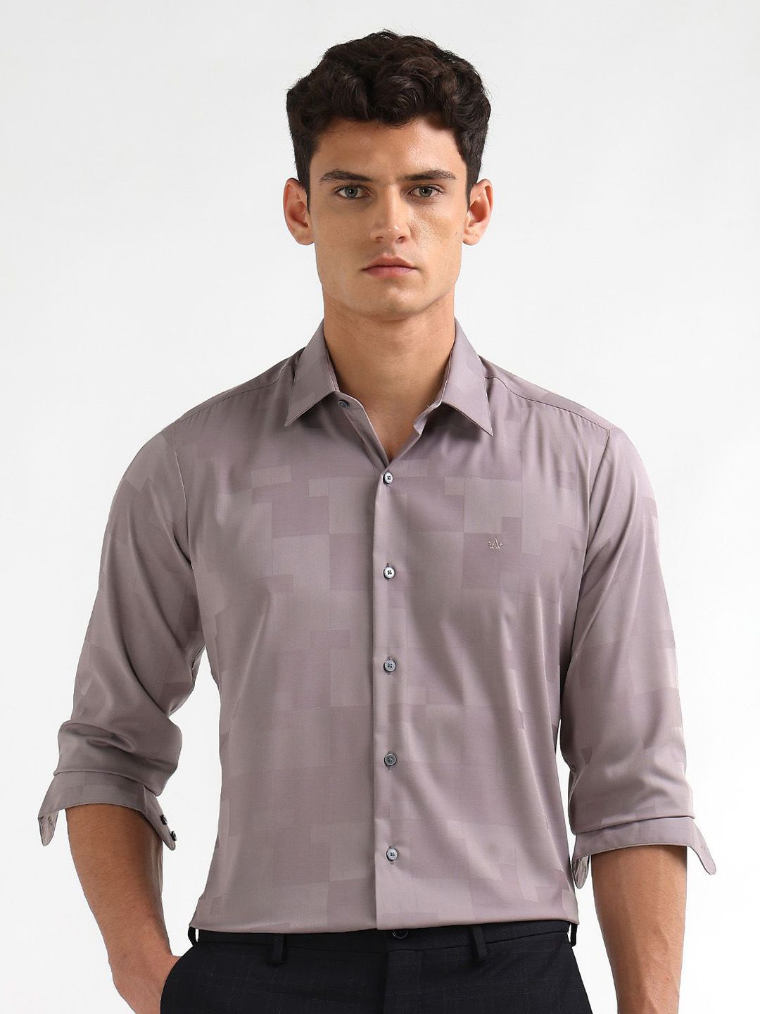 Arrow New York Men Slim Fit Textured Spread Collar Formal Shirt-picture-24