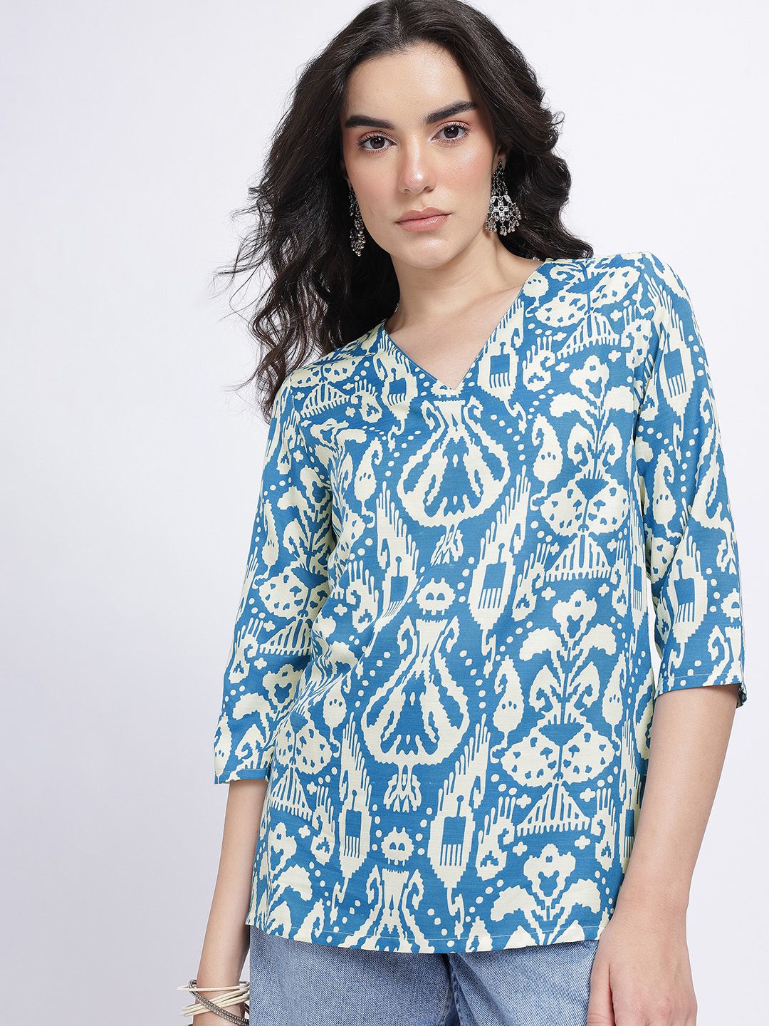 Anouk Rustic Abstract Printed V-Neck Straight Kurti-picture-29