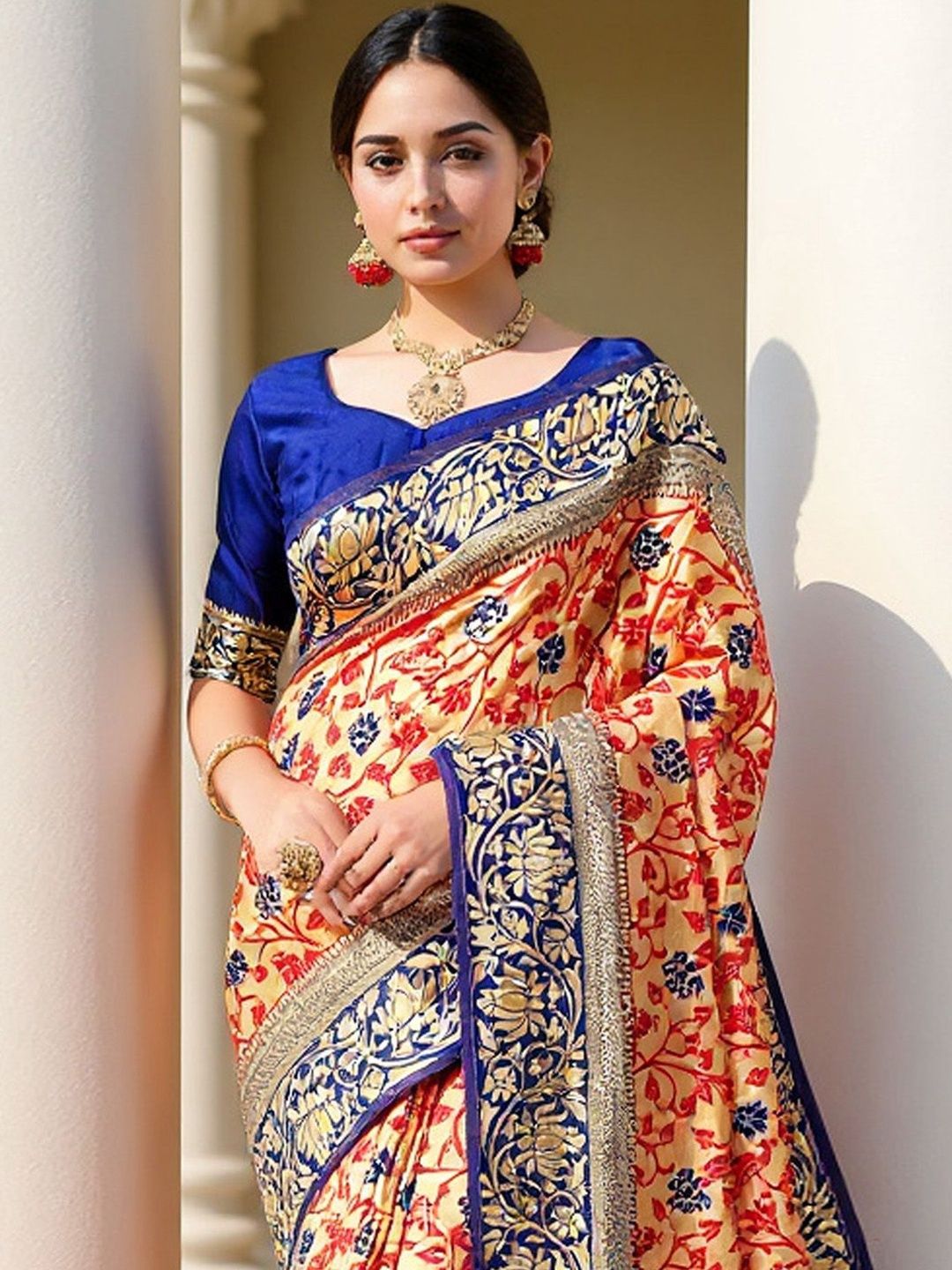 Anouk Rustic Ethnic Motifs Zari Heavy Work Banarasi Saree-picture-33