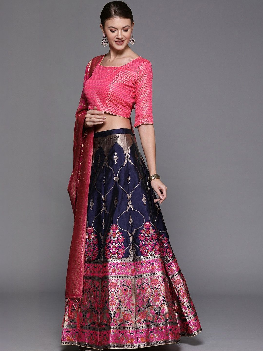 Suha Women Blue Art Silk Woven Design Unstitched Lehenga Choli-picture-10