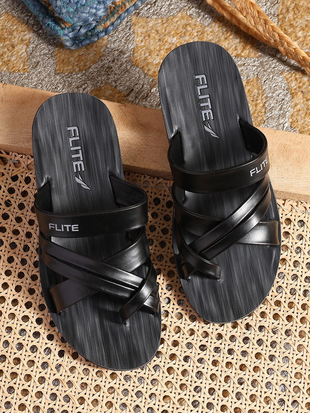 FLITE Men Textured T-Strap Flip Flops-image-36