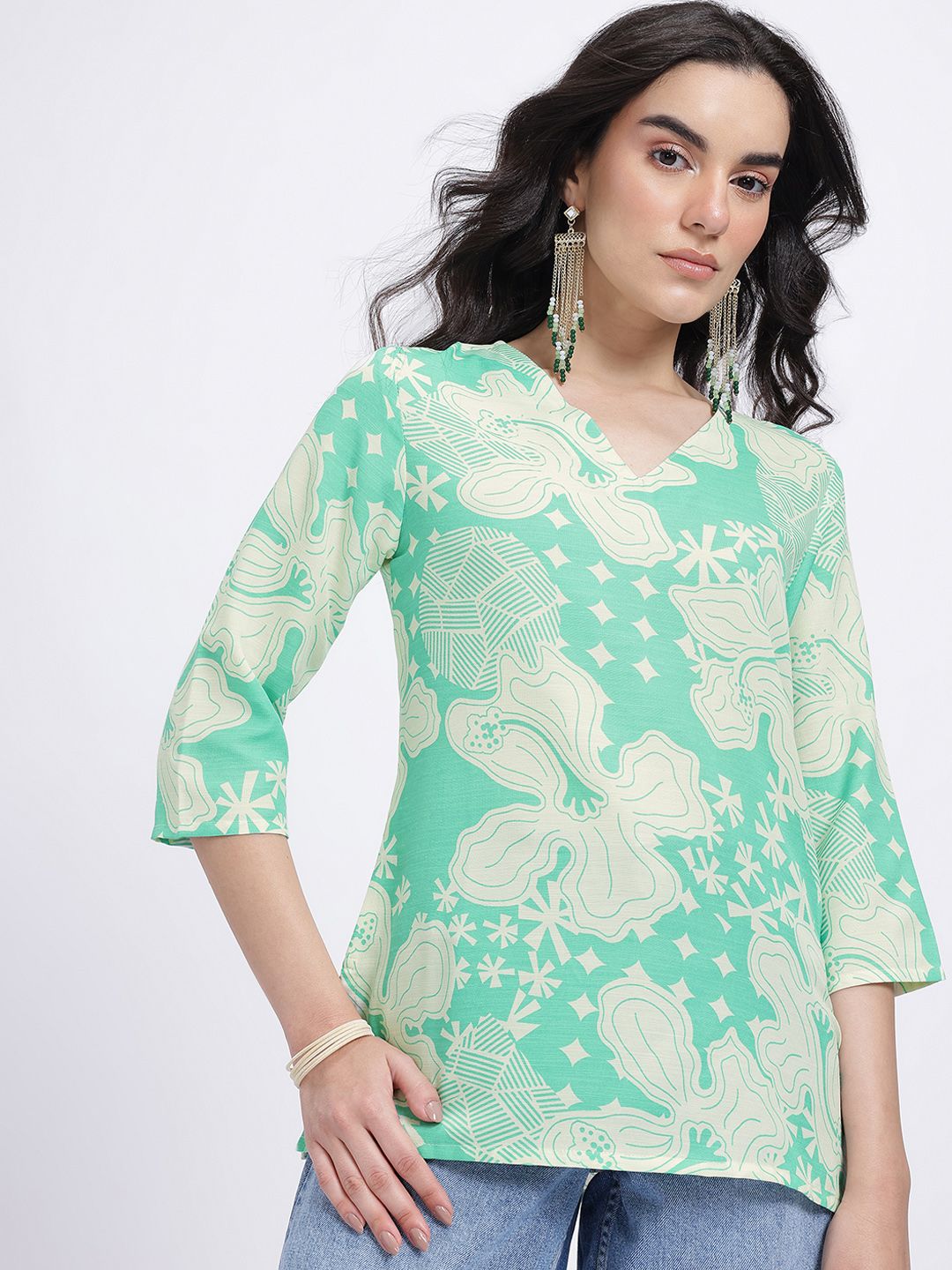 Anouk Rustic Floral Printed V-Neck Kurti-picture-38