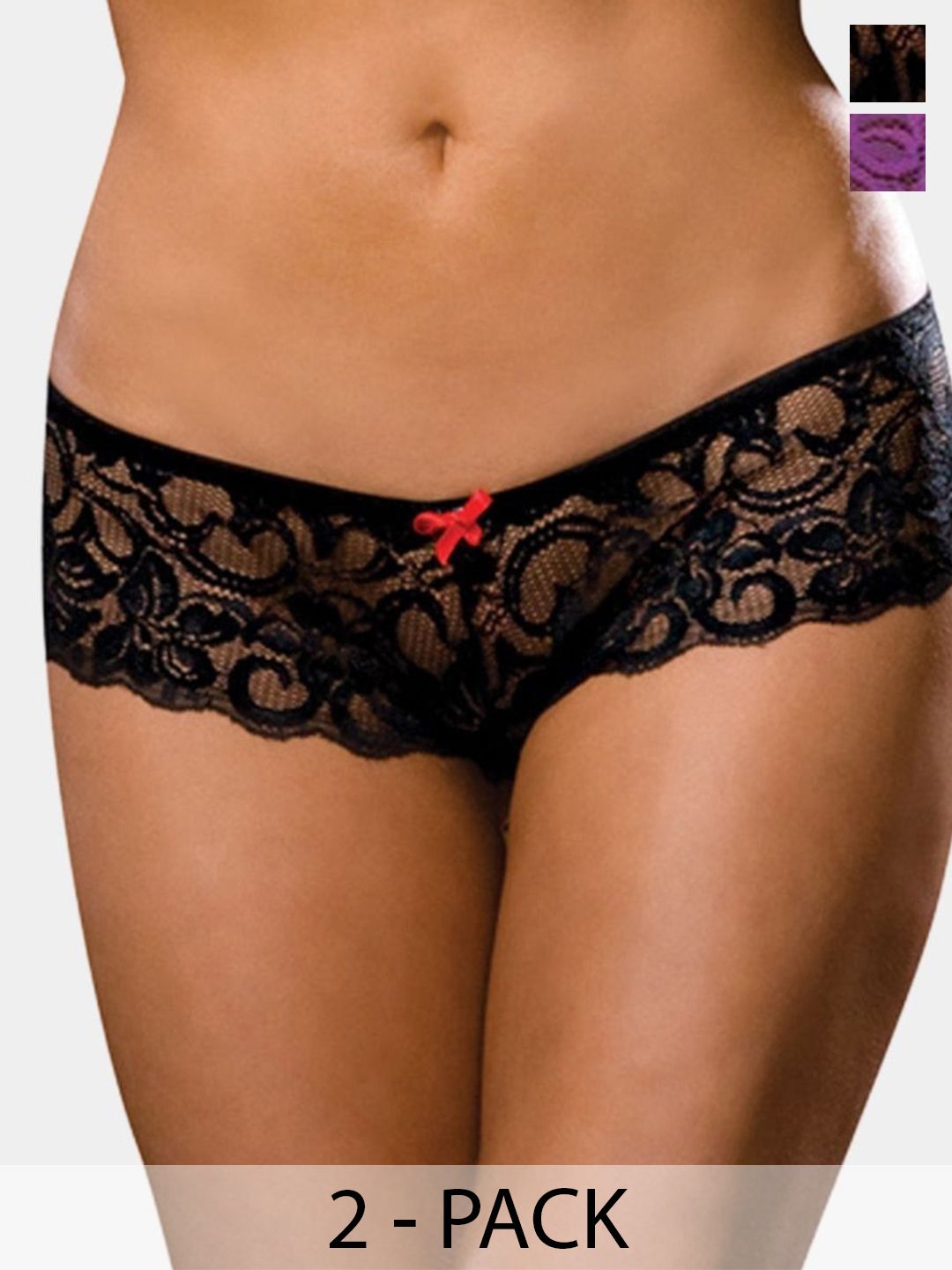 XENZA Pack Of 2 Mid-Rise Self-Designed Bikini Briefs - XN-2C-05338-PP-BK-image-15