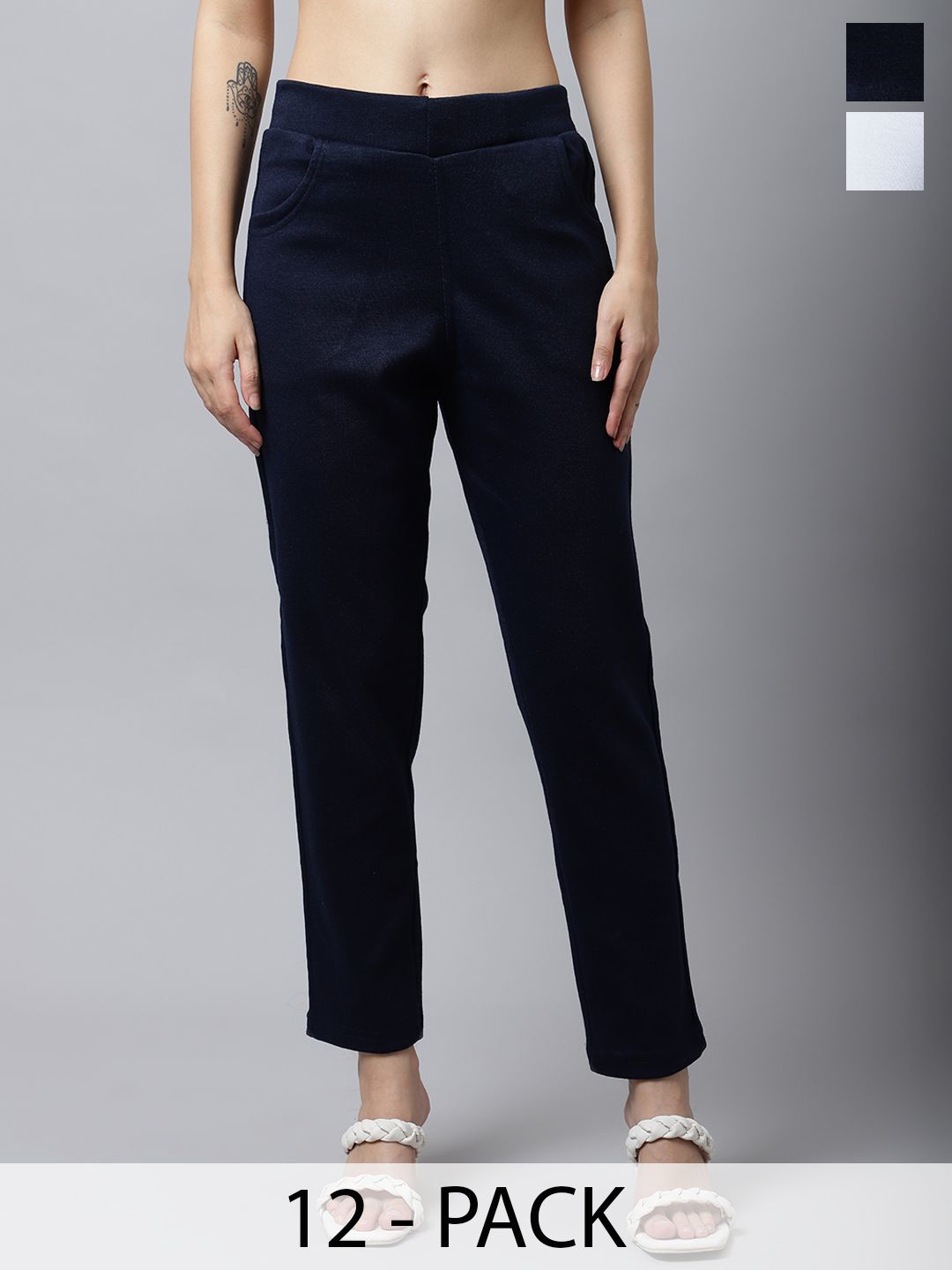 LEGITLOOKS Women Pack Of 2 Regular Fit Mid-Rise Trousers-picture-31