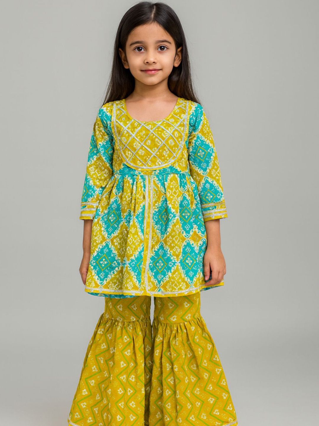 Sangria Girls Ethnic Motifs Printed Regular Kurta with Sharara-picture-10