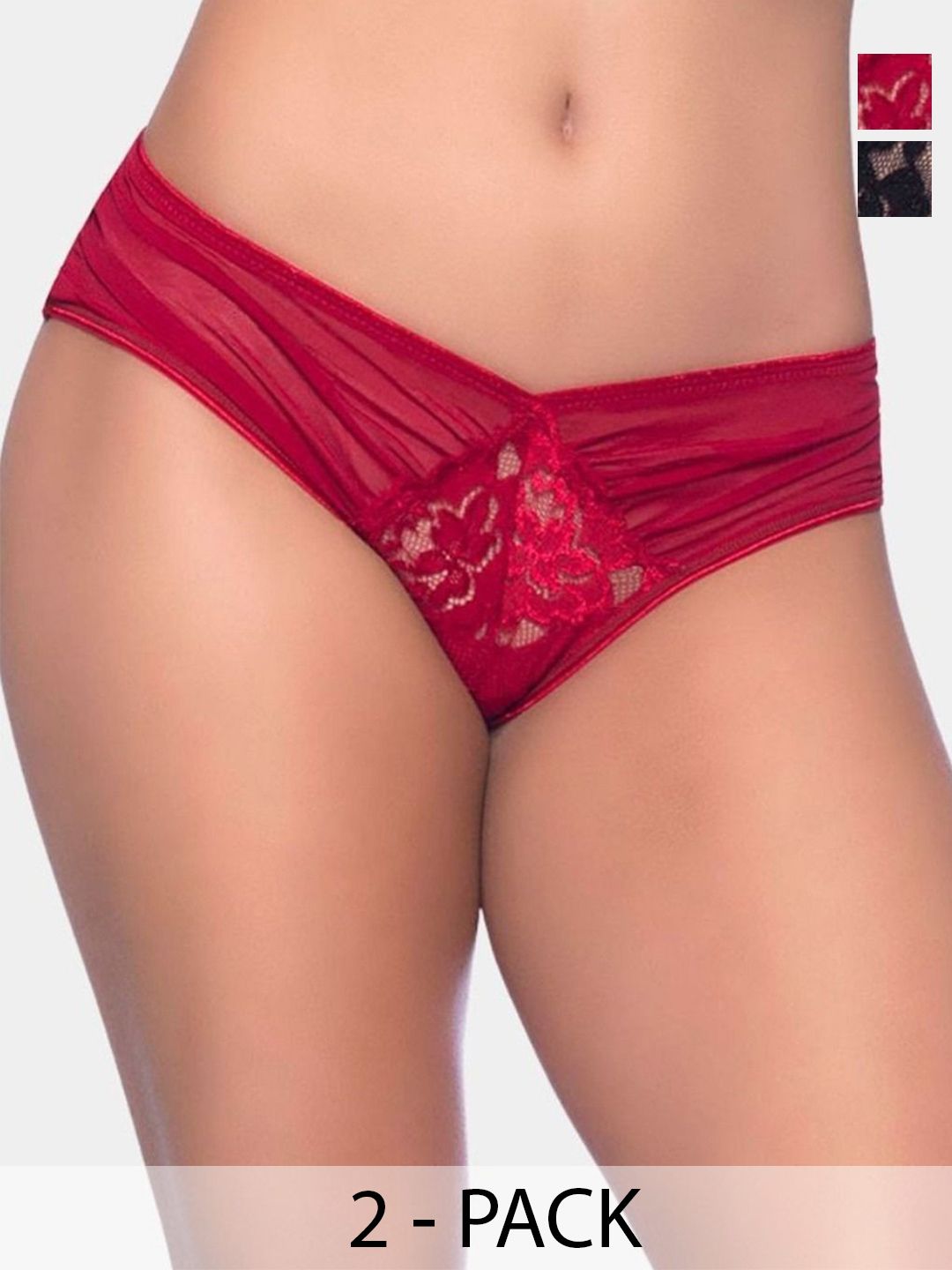 XENZA Pack Of 2 Self-Design Low-Rise Thongs Briefs XN-2C-05843-BK-MR-image-40