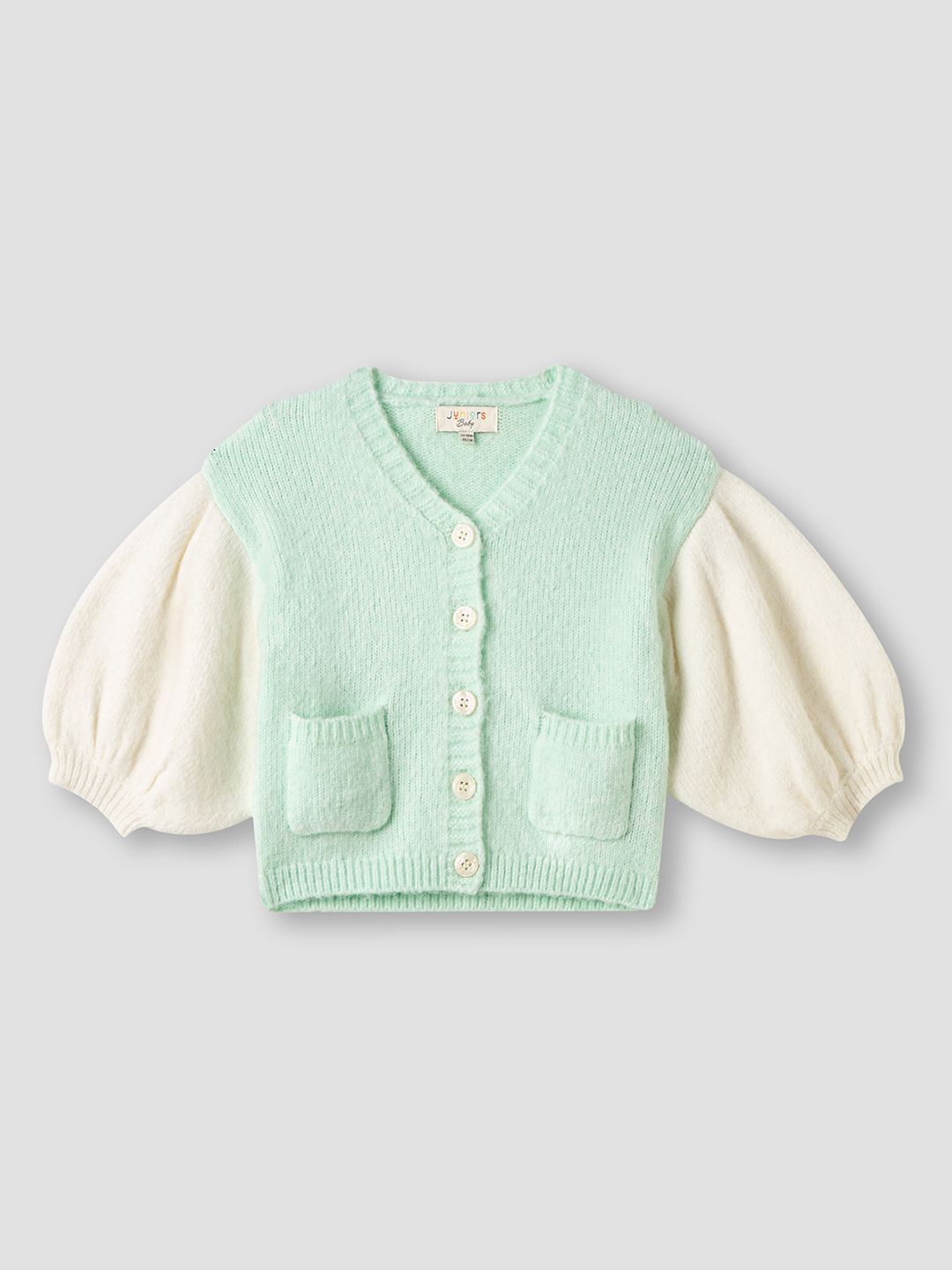 Juniors by Babyshop Girls Colourblocked Textured Cardigan with Long Sleeves-picture-34