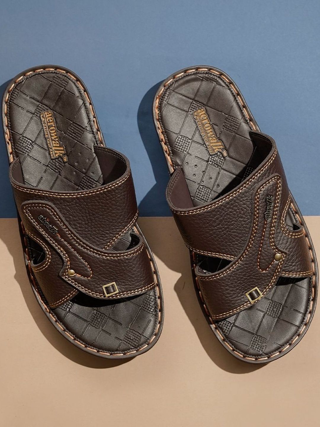 Aerowalk Men Brown Comfort Slip-On Sandals-picture-18
