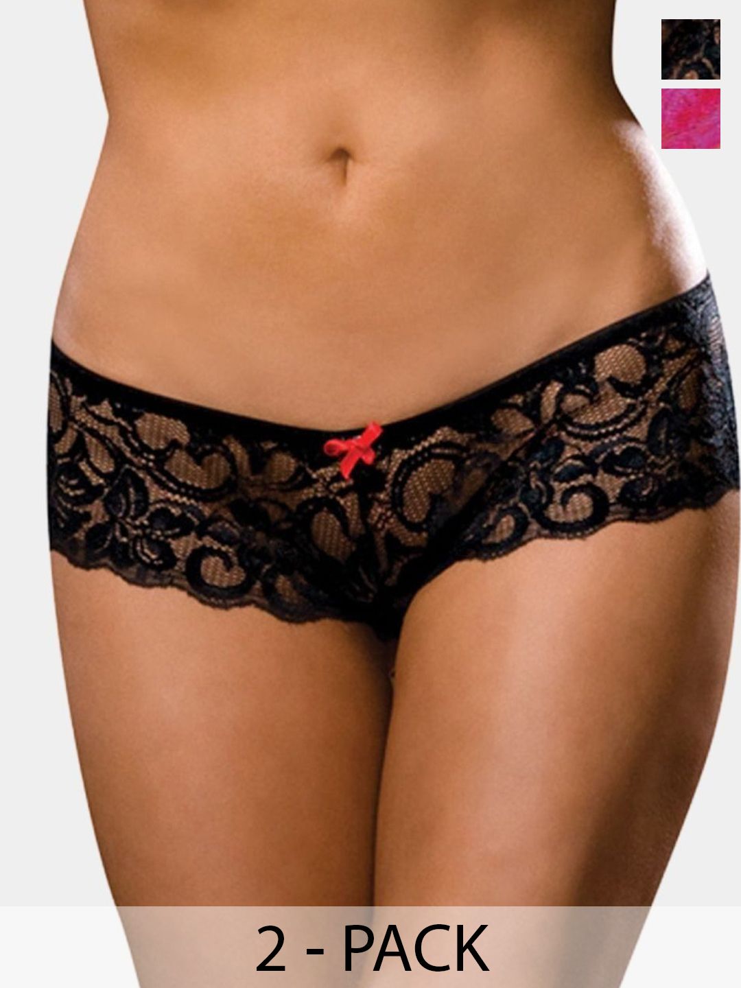 XENZA Pack Of 2 Mid-Rise Self-Designed Bikini Briefs - XN-2C-05338-RPI-BK-image-28