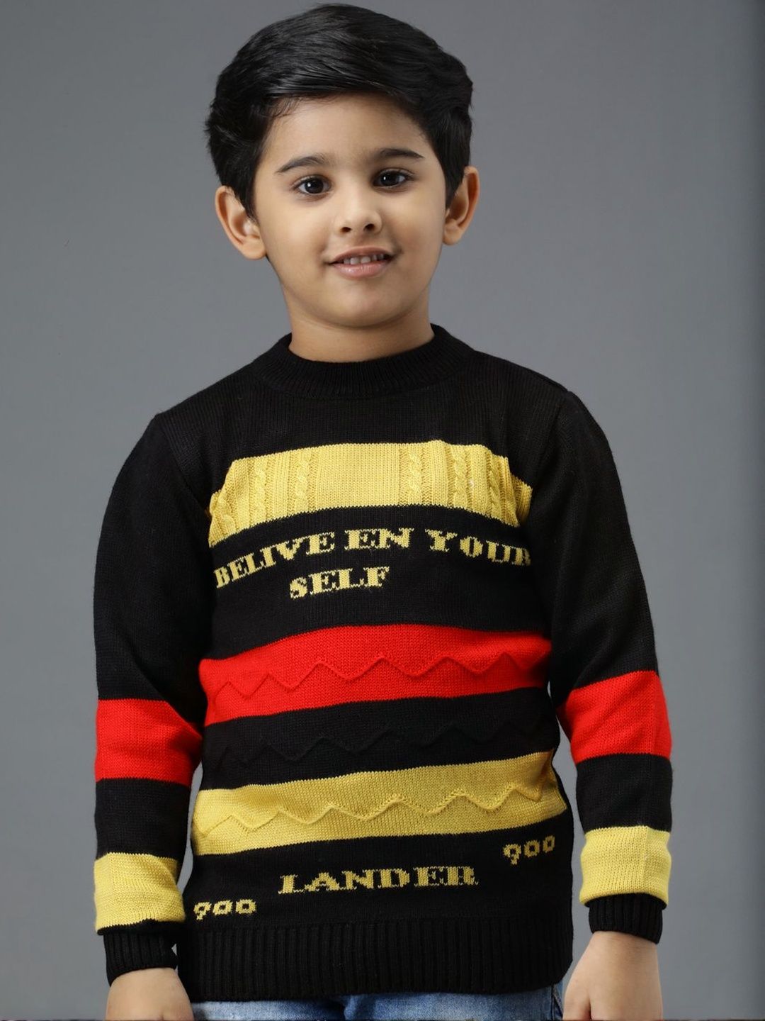 Anixa Kids Boys Pack of 2 Woolen Striped Pullover Sweaters-picture-55