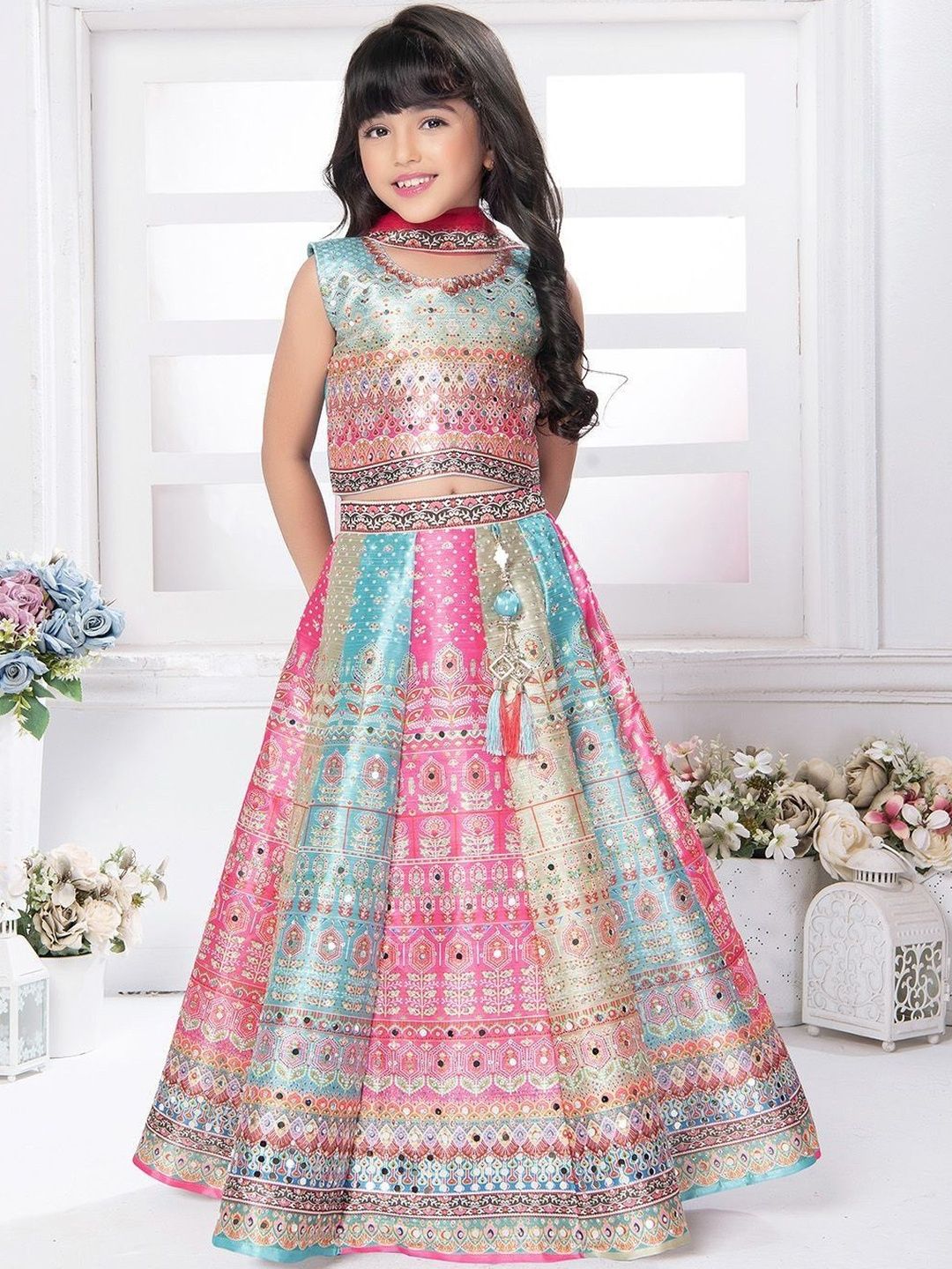 KL9KIDS Girls Embellished Ready to Wear Lehenga & Blouse With Dupatta-image-42