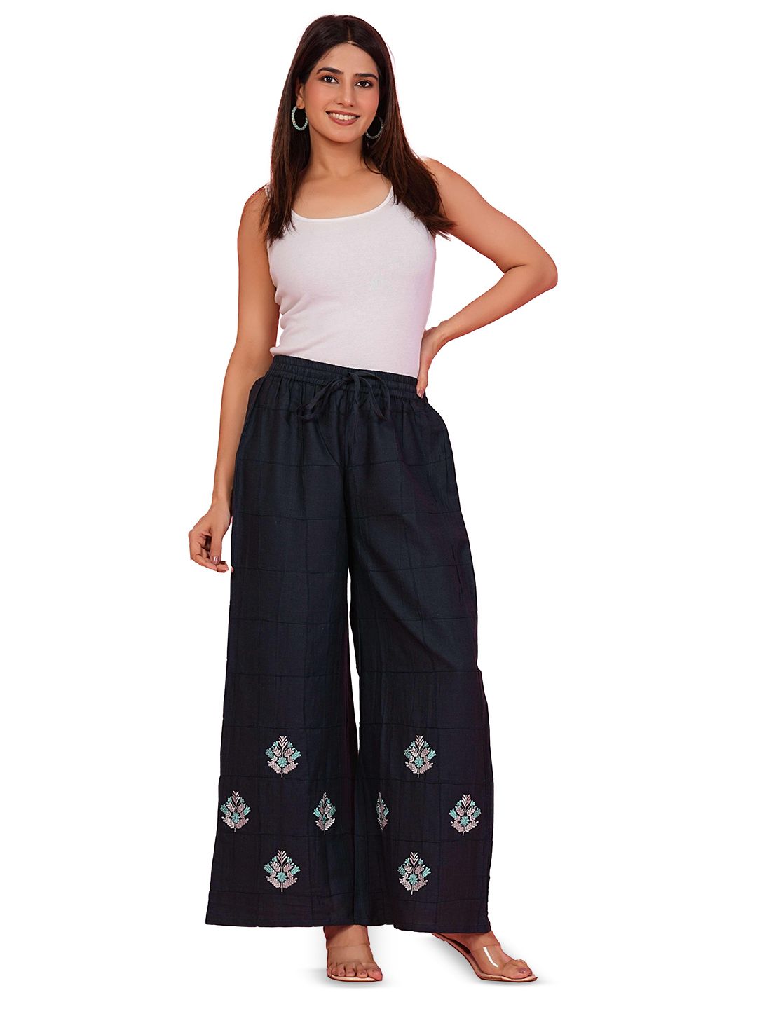 MissKurti Women Floral Embroidered Flared Palazzos-picture-26
